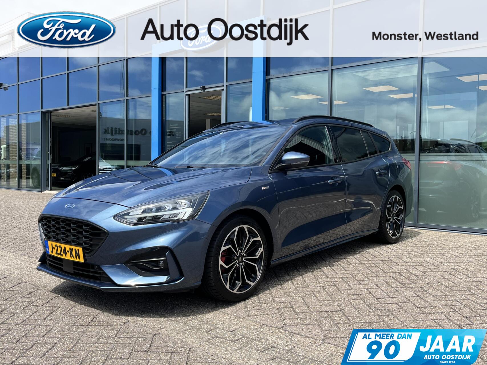 Ford Focus Wagon 1.0 EcoBoost ST Line 125PK Adaptieve Cruise Winterpack Camera B&O Navi Climate Keyless Full-LED Privacy Glass 18'' Inch Velgen *Dealer Onderhouden* 2020 - voorkant