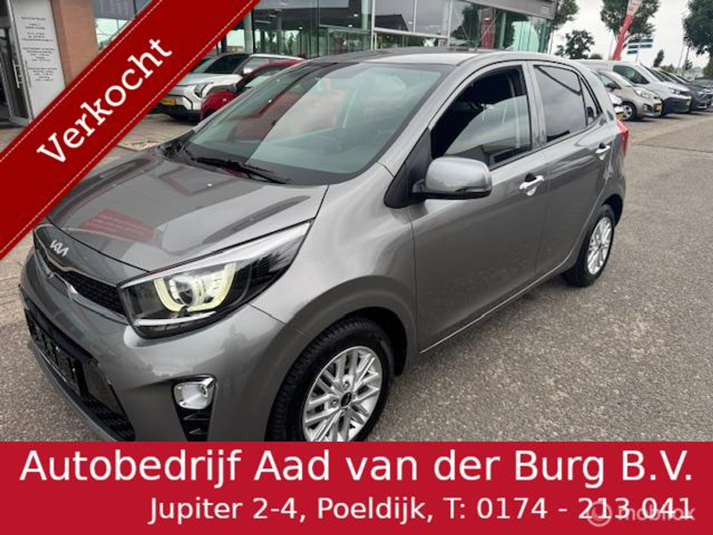 Kia Picanto 1.0 67pk Automaat  Stoel en Stuur verwarming ,  Navigatie / Apple carplay  / Android auto , Achteruit camera , Bluetooth , Priveglas , Chrome handgrepen , Sport Velgen ,  9.500km !! 2024 - voorkant
