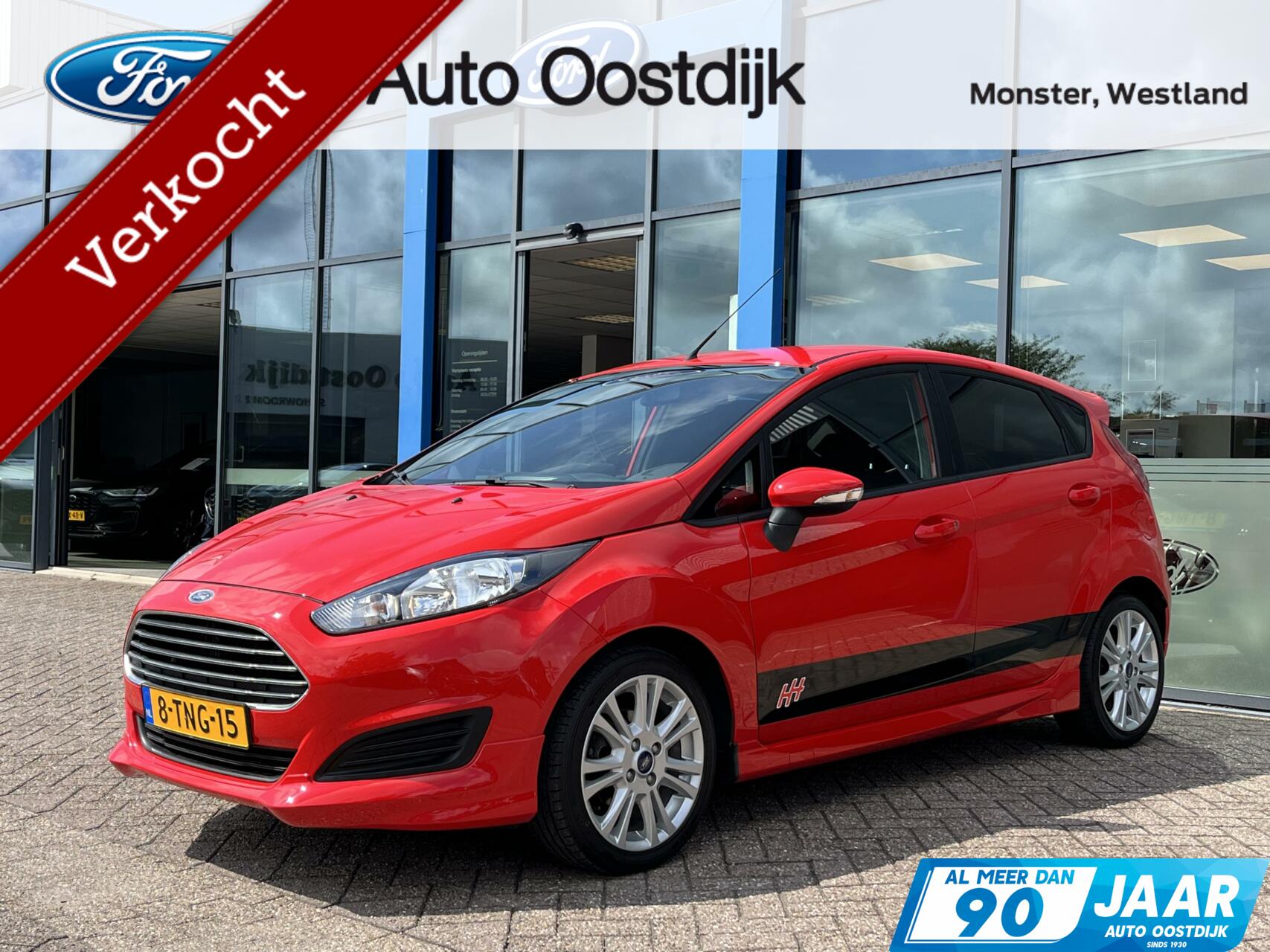 Ford Fiesta 1.0 EcoBoost Hot Hatch Edition 100PK NIEUWE DISTRIBUTIERIEM!! Airco Cruise Control ST-line look Navi Bleutooth 16" Lichmetalenvelgen Dealer Onderhouden *1ste Eigenaar* 2014 - voorkant