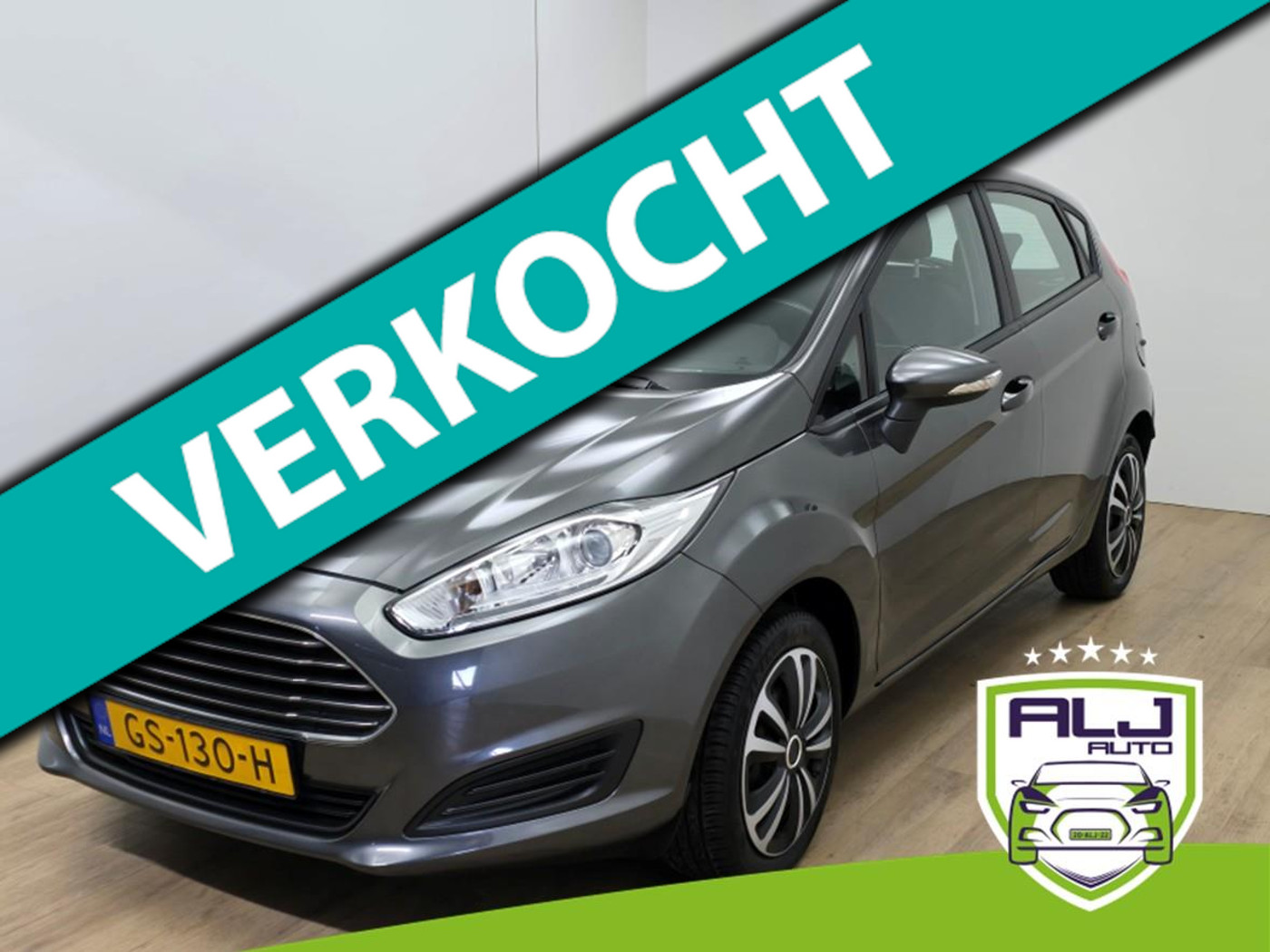 Ford Fiesta Occasion 1.0 Style met airco en 5 deurs uitvoering | Tweedehands Ford Fiesta antracietgrijs | Bluetooth audio! | ALJ 2015 - voorkant