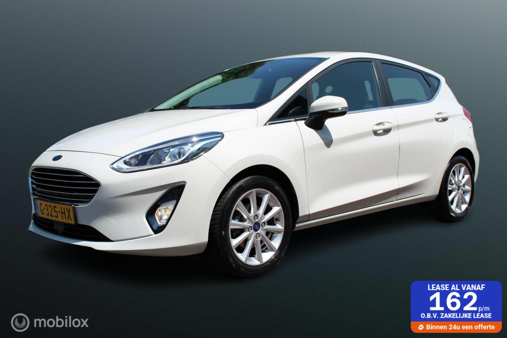 Ford Fiesta 1.0 EcoBoost Titanium 100 PK, Trekhaak, Adaptief cruise, Pdc, App connect, Navi, Airco, 16 inch Lmv. 2019 - voorkant