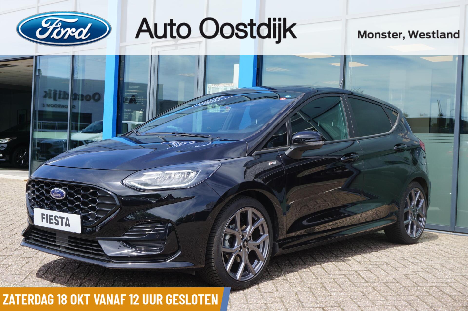 Ford Fiesta 1.0 EcoBoost ST-Line 100PK Winterpack Camera Adaptieve Cruise Climate Keyless Carplay-Navi Privacy Glass Full LED 17" Inch Velgen *Sportief* 2023 - voorkant