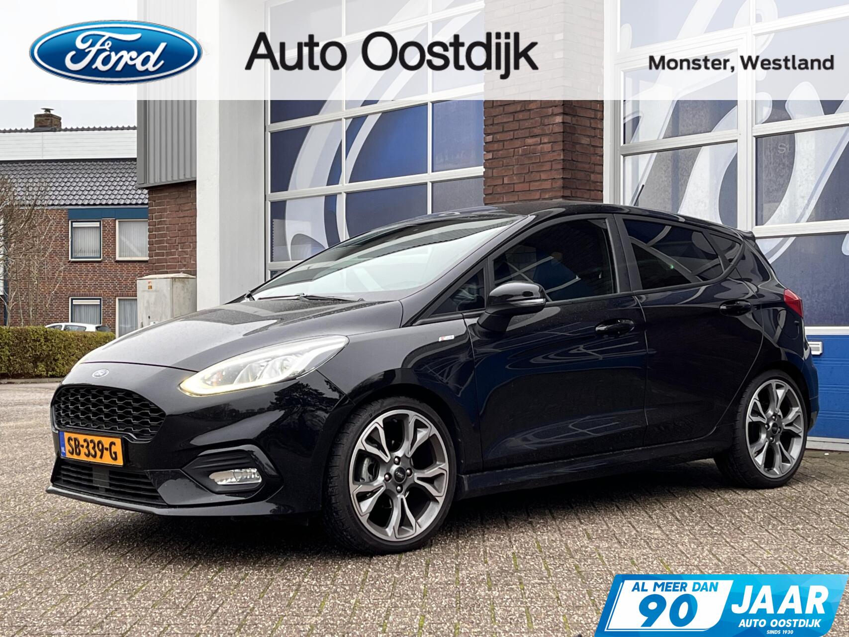 Ford Fiesta 1.0 EcoBoost ST-Line 100PK Afn. Trekhaak Cruise Navi B&O Climate Parkeersensoren Achter DAB Carplay 18'' Velgen Privacy Glass *Sportief* 2018 - voorkant