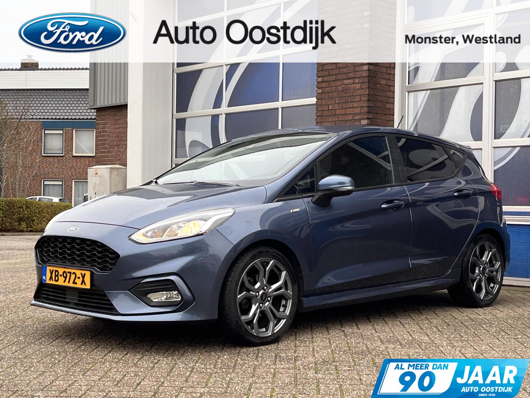 Ford Fiesta 1.0 EcoBoost ST-Line 100PK Afn. Trekhaak Adaptieve Cruise Navi Verwarmde Voorruit DAB Privacy Glass Keyless *Sportief* 2018 - voorkant