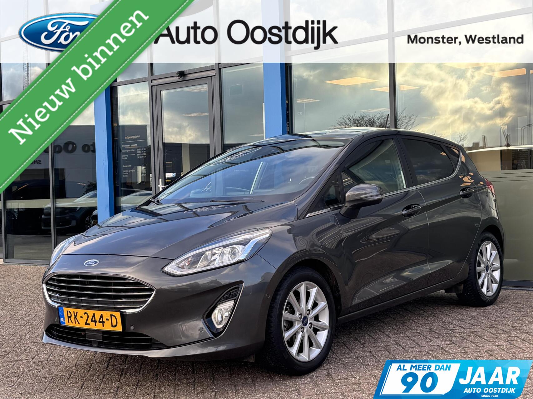 Ford Fiesta 1.0 EcoBoost Titanium 100PK Afn. Trekhaak Adaptieve Cruise Camera Verwarmde Voorruit Climate Parkeersensoren Privacy Glass *Compleet* 2017 - voorkant