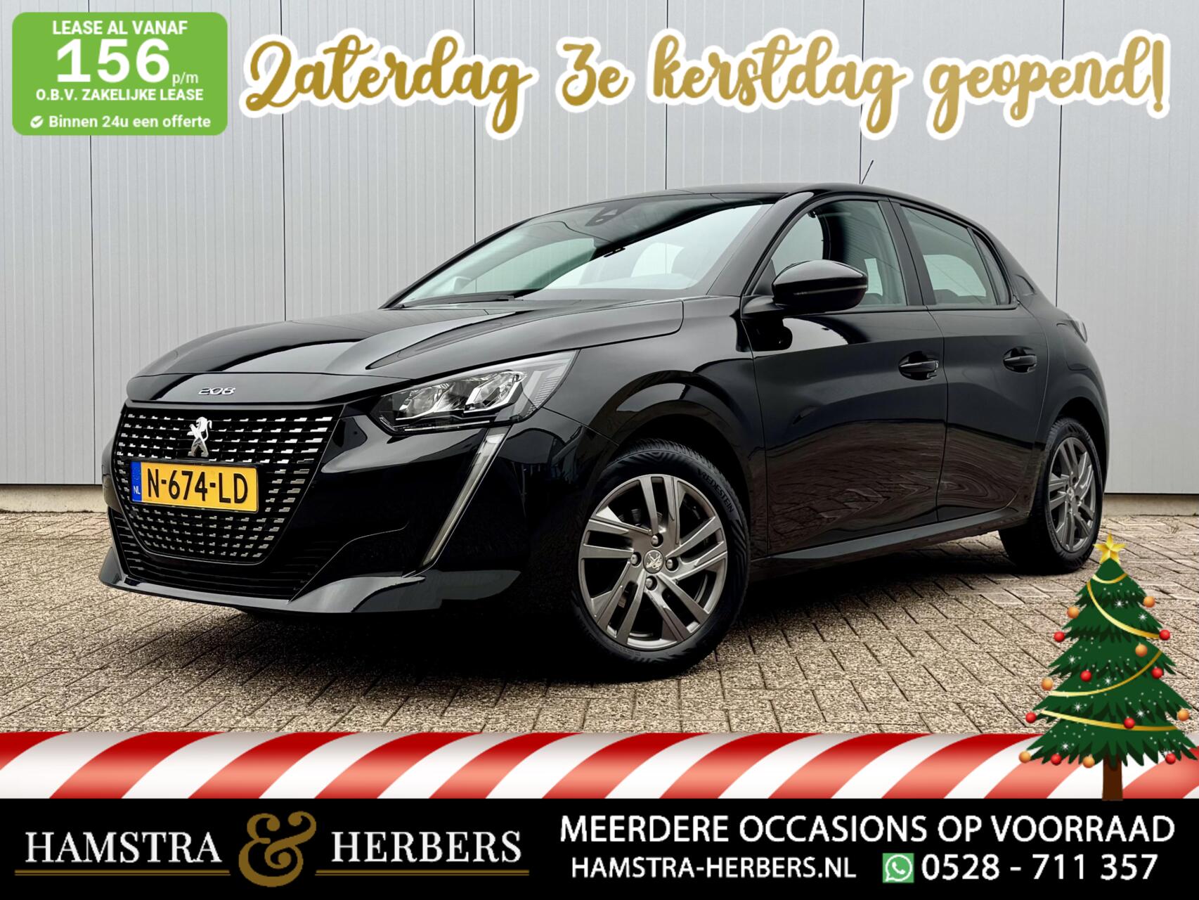 Peugeot 208 1.2 PureTech Blue Lease Active zwart 2021 - voorkant