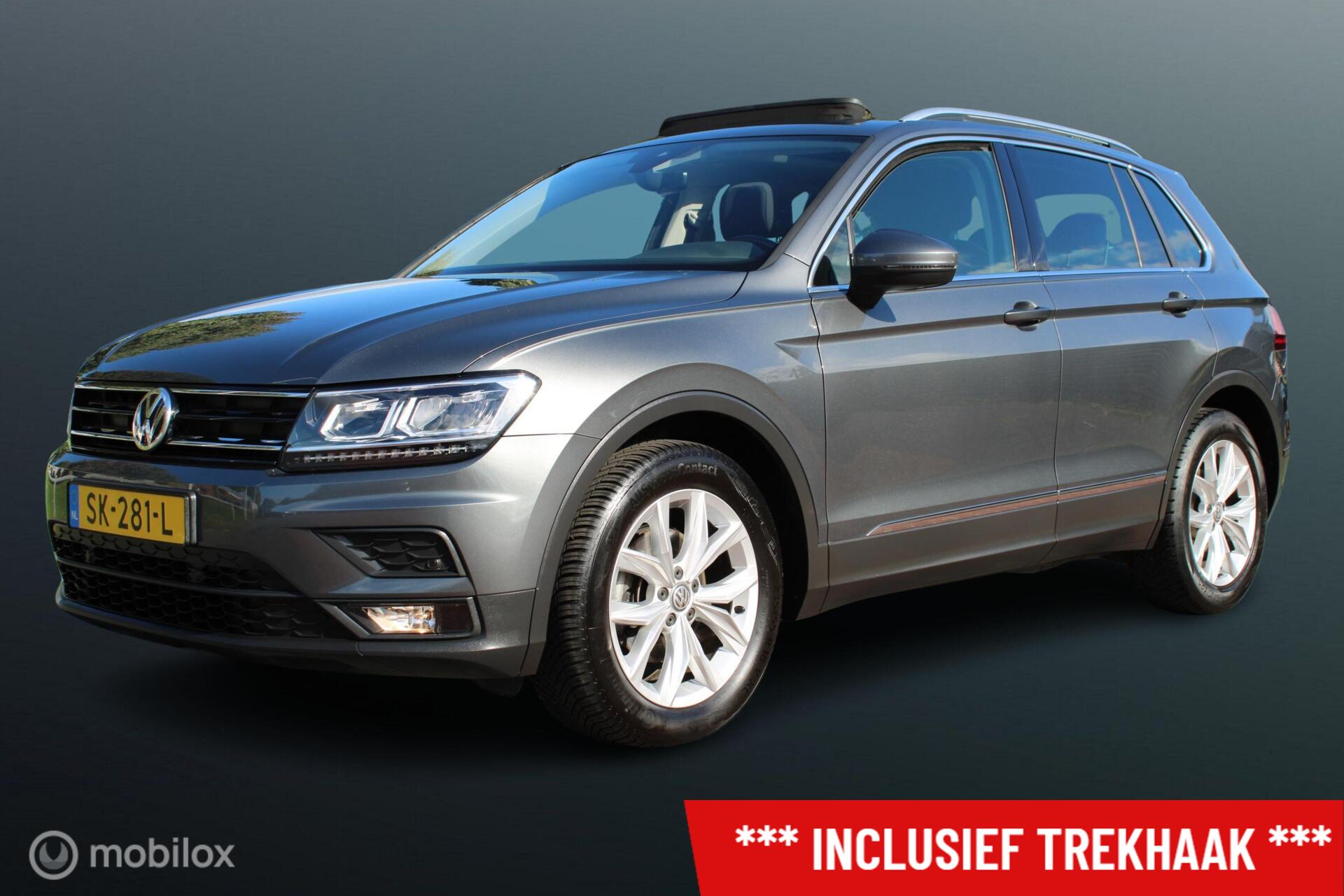 Volkswagen Tiguan 1.4 TSI Comfortline Business, Trekhaak, Panodak, Navi, App connect, Pdc voor + achter, Cruise, Clima, Stoelverwarming, Donker glas, Led verlichting, elektr. achterklep, 1600 KG Trekgewicht ! 2018 - voorkant