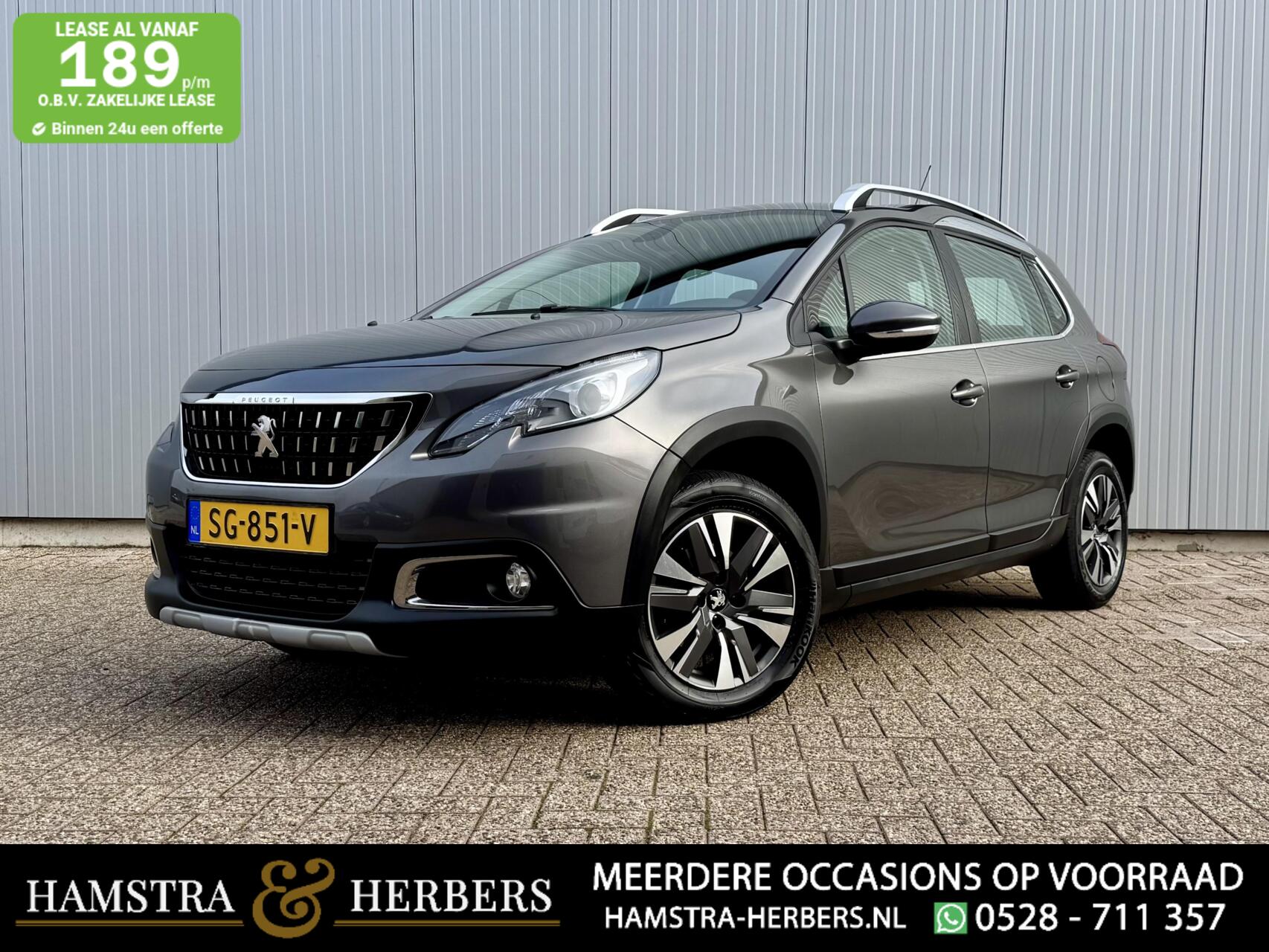 Peugeot 2008 1.2 PureTech Allure antraciet automaat 2018 - voorkant