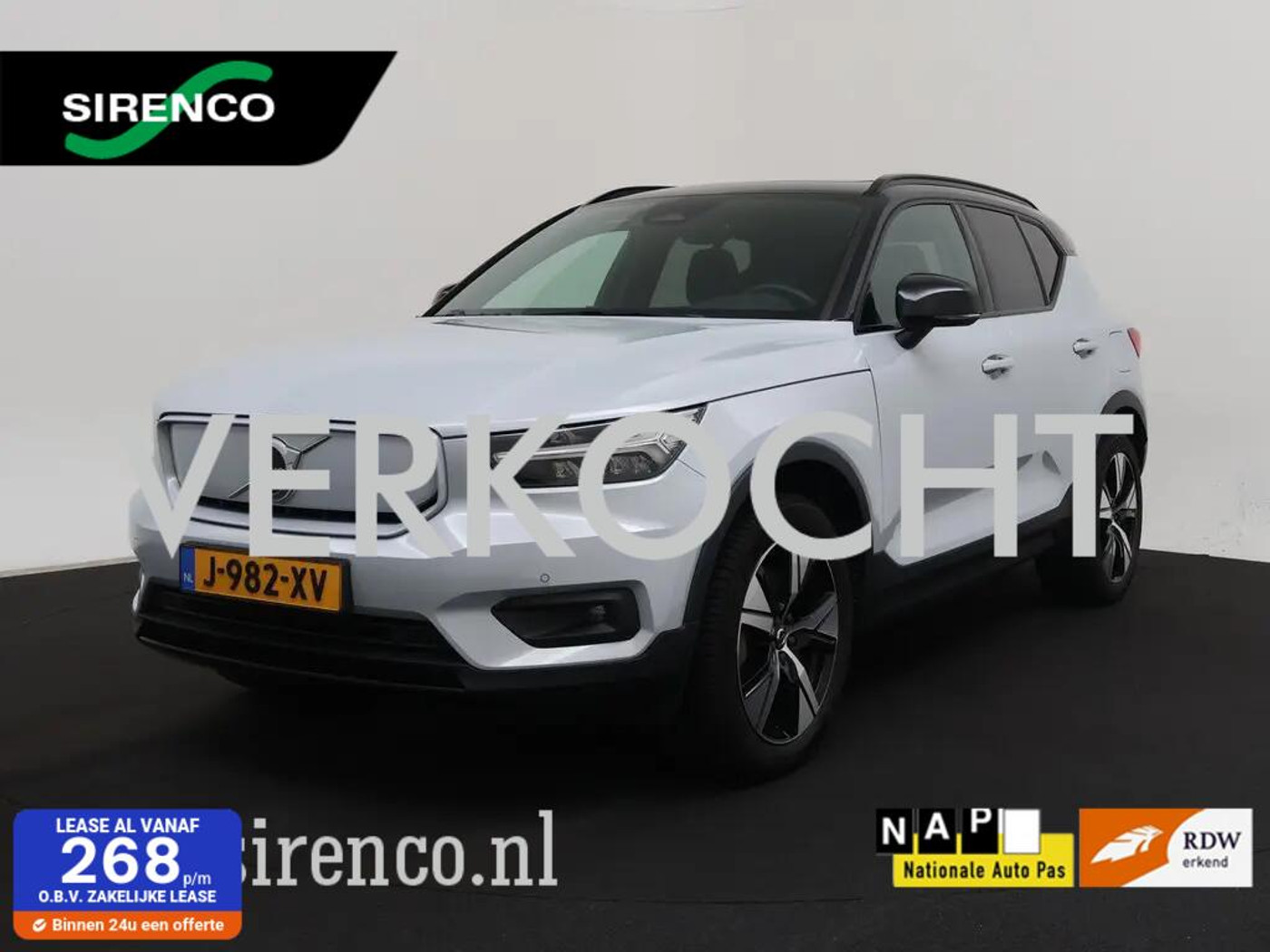 Volvo XC40 Recharge P8 AWD R-Design 3-fase panoramadak stoel+stuur verwarming smartphone integratie pilotassist plus 2020 - voorkant