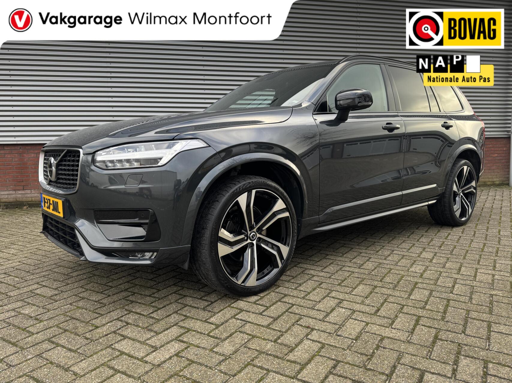 Volvo Xc90 B5 AWD R-Design|Diesel-Hybride|Grijs Kenteken!!|Euro 6|EX BTW|Automaat|Leder-Alcatara|Luchtvering|Stoel-stuur verwarming|Apple-Android Carplay|22 inch Wielen 2020 - voorkant