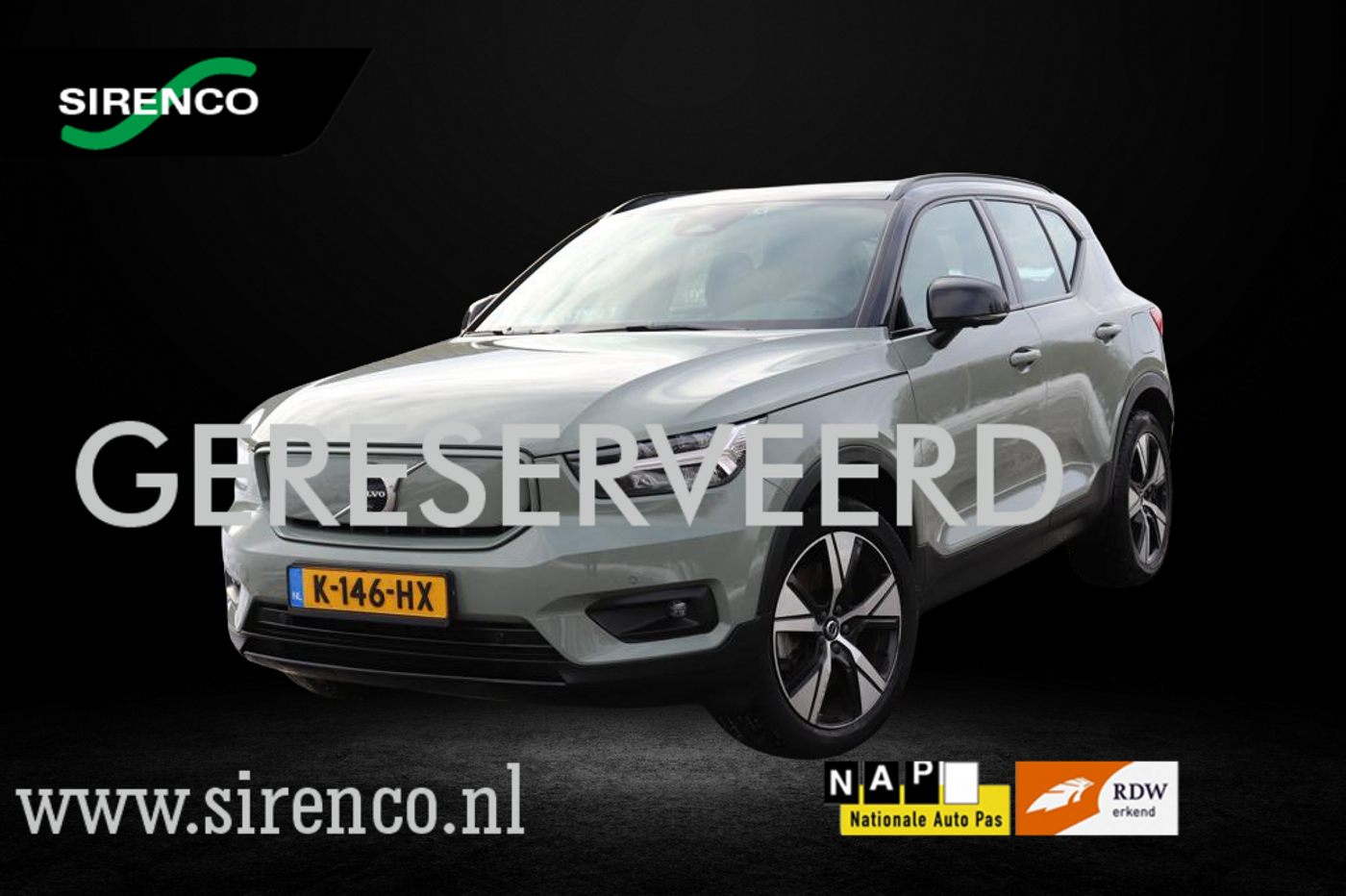 Volvo XC40 Recharge P8 AWD | R-Design | 3-fase leder | trekhaak | panoramadak | stoel & stuur verwarming | pilotassist plus | H&K | 2020 - voorkant
