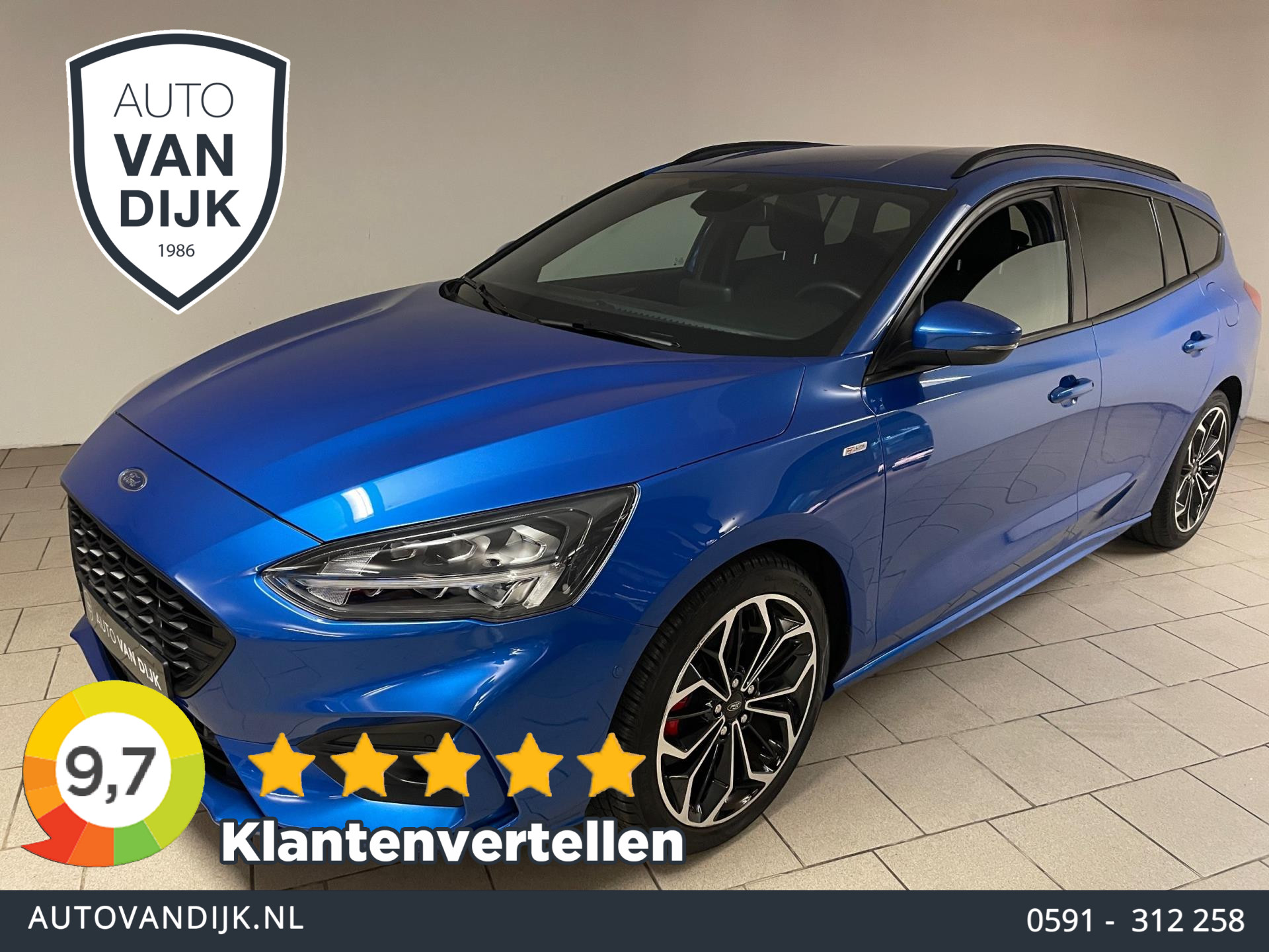 Ford Focus 1.0 EcoBoost Hybrid ST Line X Business AIRCO NAVI CRUISE CAMERA ELEK KLEP STOELVERW VELGEN NIEUWSTAAT 2021 - voorkant