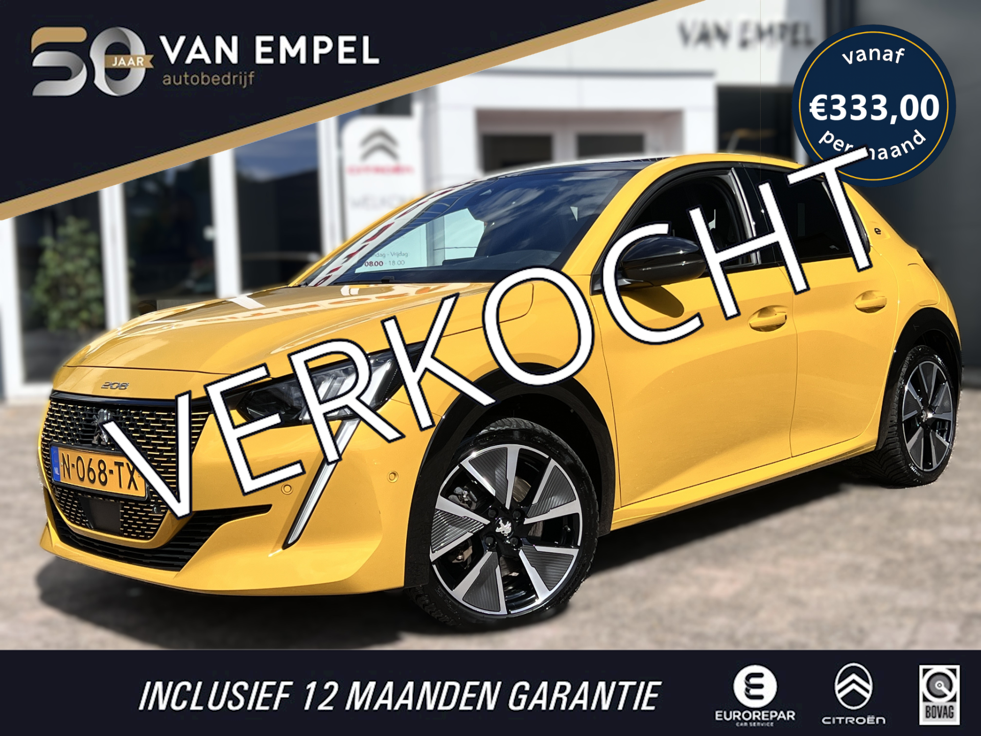 Peugeot 208 EV GT Pack 50 kWh 3-Fase | Panoramadak | NL-auto | SOH 91% | 2021 - voorkant