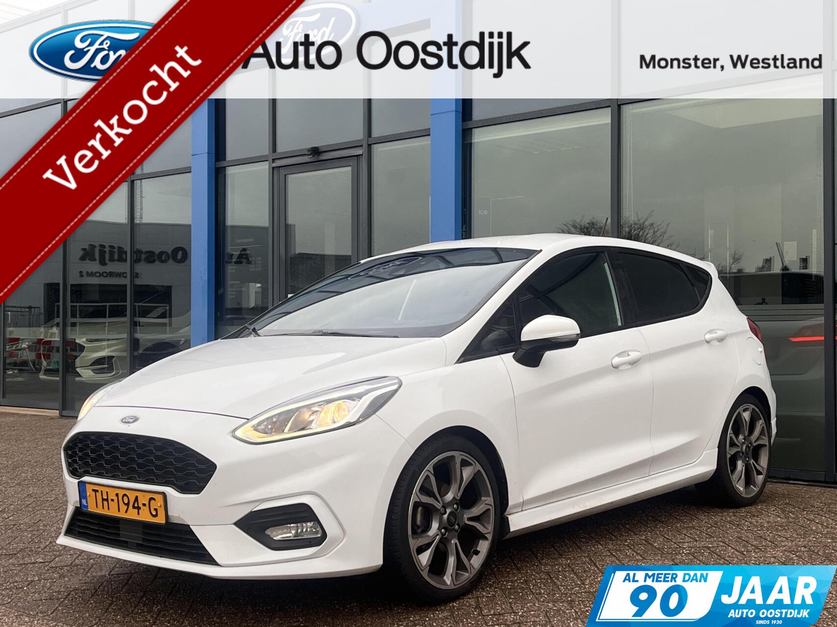 Ford Fiesta 1.0 EcoBoost ST-Line 100PK Winterpack Cruise Navi Keyless 18'' Velgen Parkeersensoren Achter Privacy Glass *Dealer Onderhouden* 2018 - voorkant