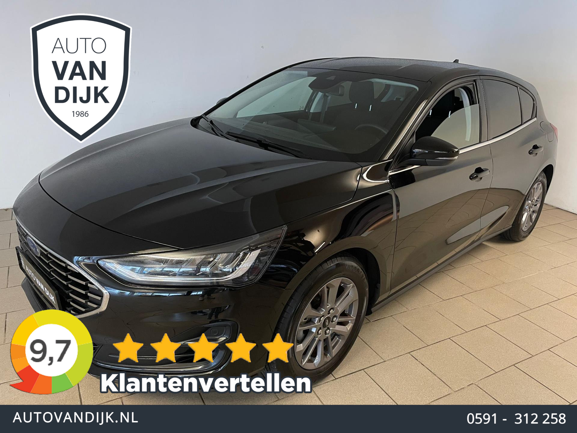 Ford Focus 1.0 EcoBoost Hybrid Titanium AIRCO NAVI CRUISE ELEK RAMEN CENT VERG VELGEN KEYLESS PRIVACYGLAS NIEUWSTAAT 2024 - voorkant
