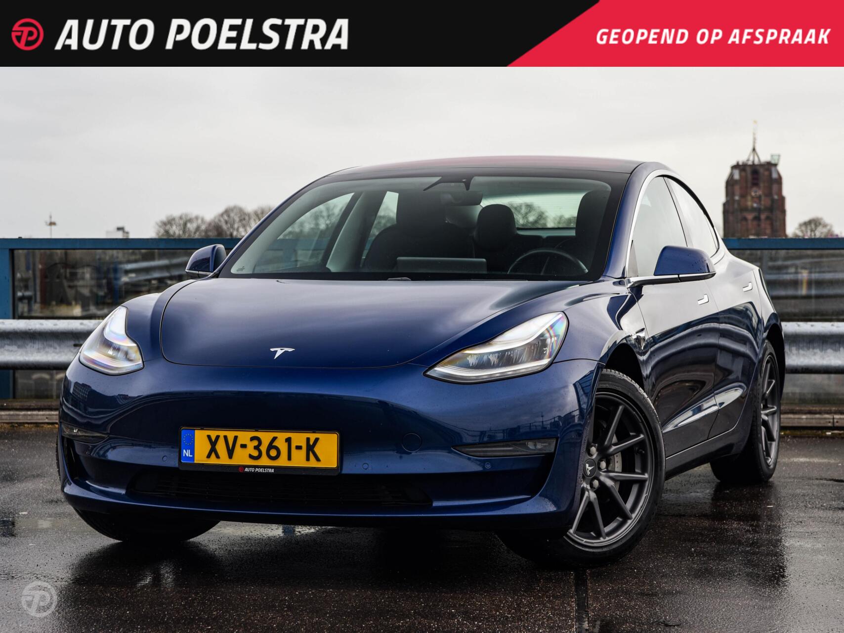 Tesla Model 3 Long Range AWD 351 PK 75 kWh Panoramadak Autopilot Zwart Leder 18" 2019 - voorkant