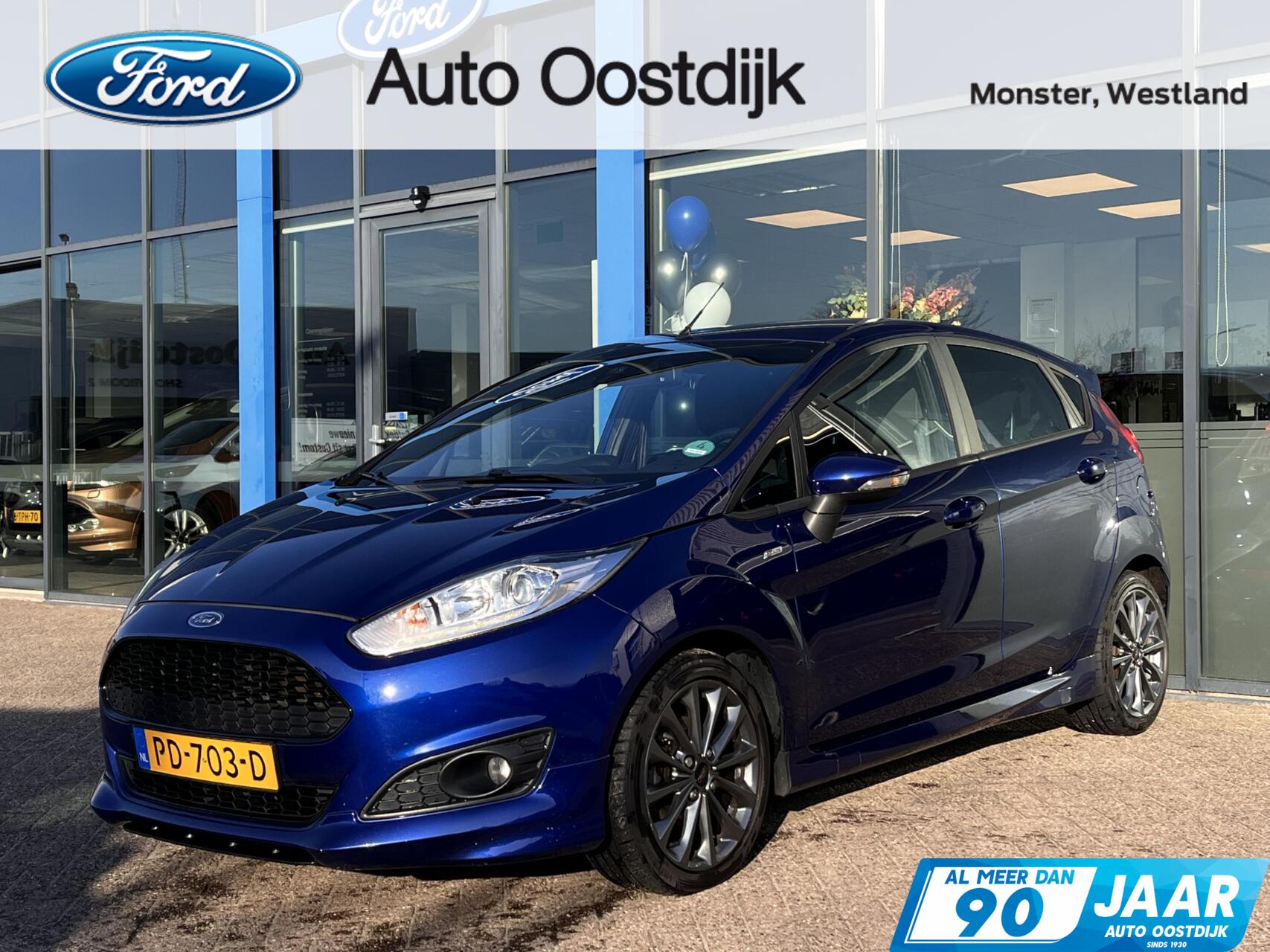 Ford Fiesta 1.0 EcoBoost ST Line 100PK Cruise Navi Parkeersensoren Achter Verwarmde Voorruit Climate Privacy Glass 16'' Velgen *Sportief* 2017 - voorkant