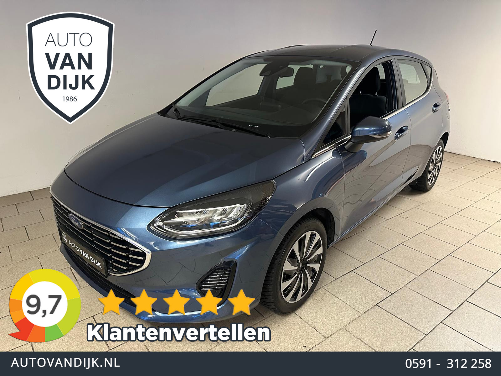 Ford Fiesta 1.0 EcoBoost Hybrid Titanium X 125PK MILD HYBRID AIRCO NAVI CRUISE APPLE CARPLAY VELGEN NIEUWSTAAT 2023 - voorkant