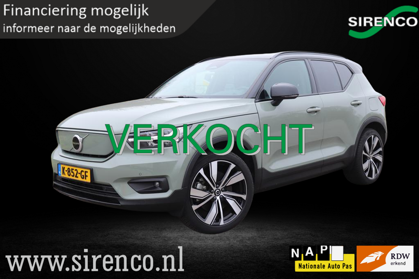 Volvo XC40 Recharge P8 AWD R-Design | camera | pilotassist plus | vol leder | stoel+stuur verwarming | trekhaak | Android auto & Apple carplay | warmtepomp | 2020 - voorkant