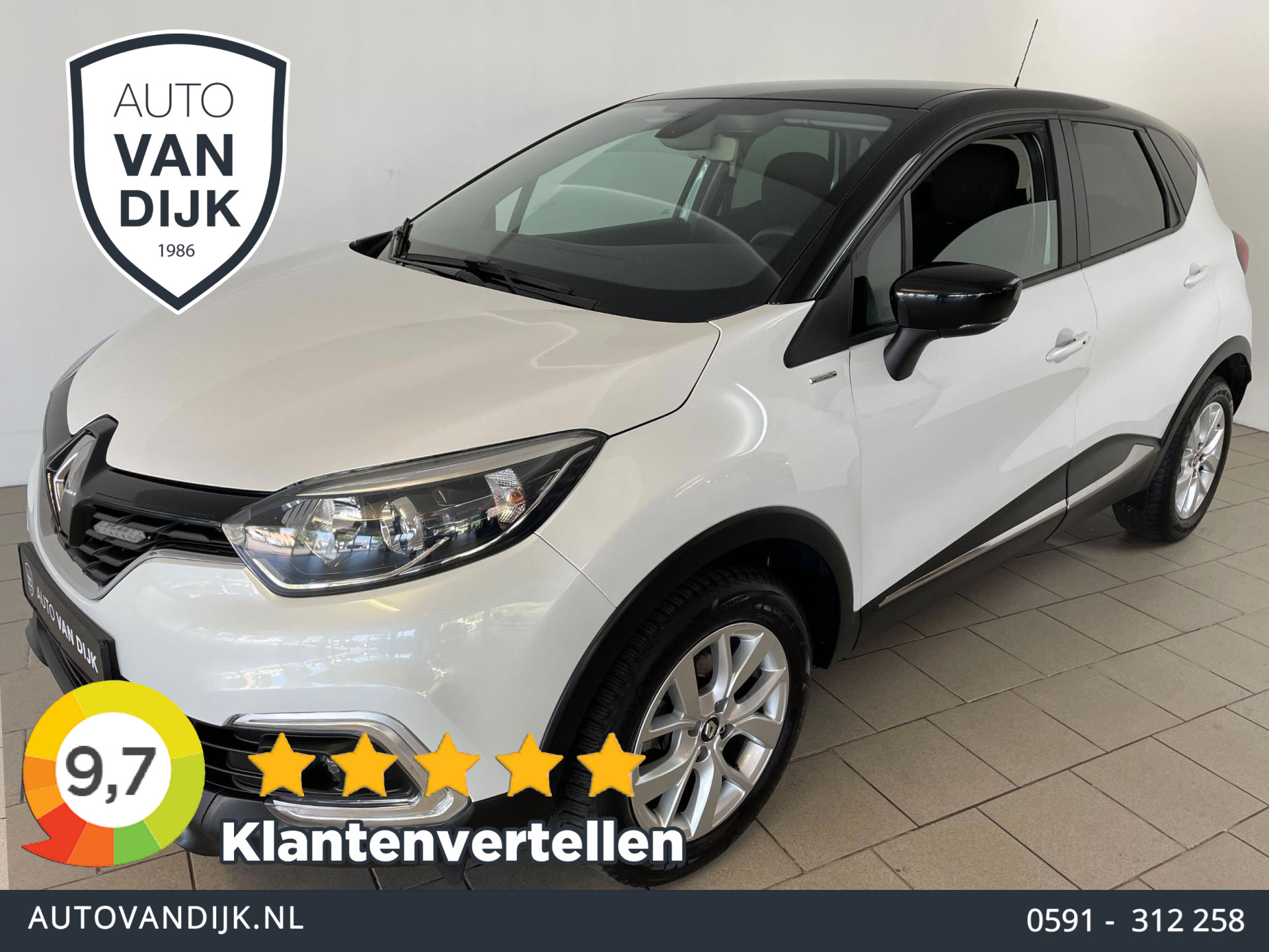 Renault Captur 0.9 TCe Limited AIRCO CLIMA CRUISE NAVI BLUETOOTH MULTI STUUR PRIVACY GLAS PDC ZEER NETTE AUTO 2018 - voorkant