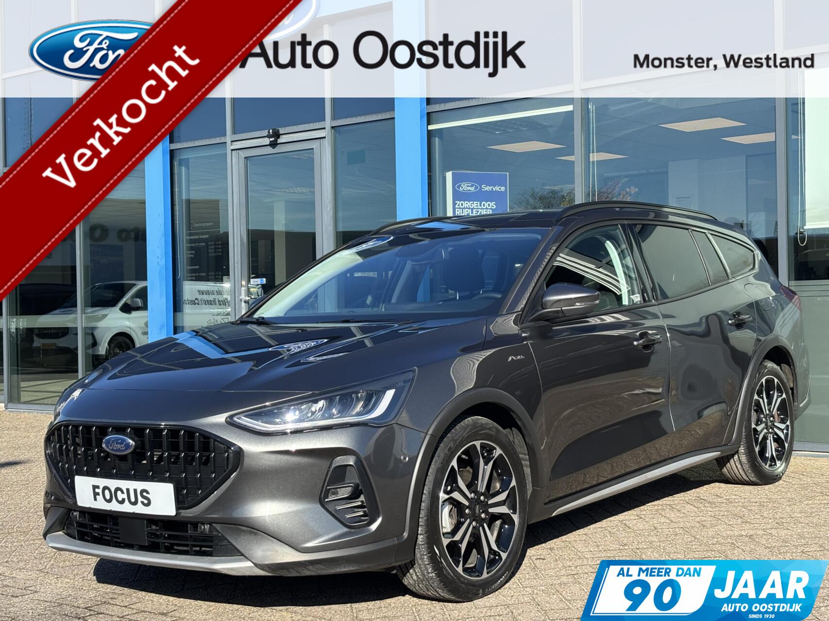 Ford Focus 1.0 EcoBoost Hybrid Active X 155PK Automaat Afn. Trekhaak Winterpack Adaptieve Cruise Camera Blind-Spot Parkeersensoren Keyless B&O Full-LED Climate *1500KG Trekgewicht* 2025 - voorkant