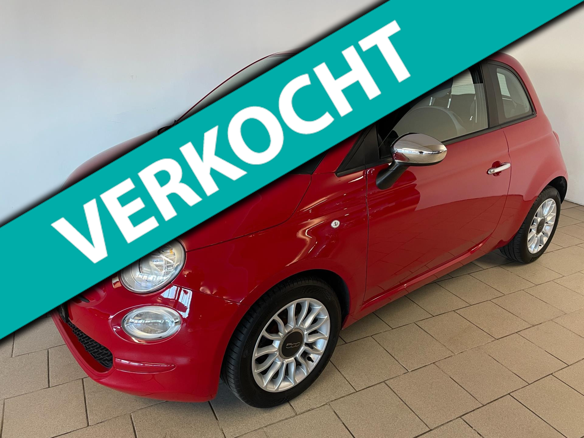 Fiat Fiat 500 1.0 TwinAir PopStar AIRCO ELEK RAMEN CHROOM SPIEGELS CENT VERG VELGEN LAGE KM STAND ZEER NETTE AUTO 2018 - voorkant