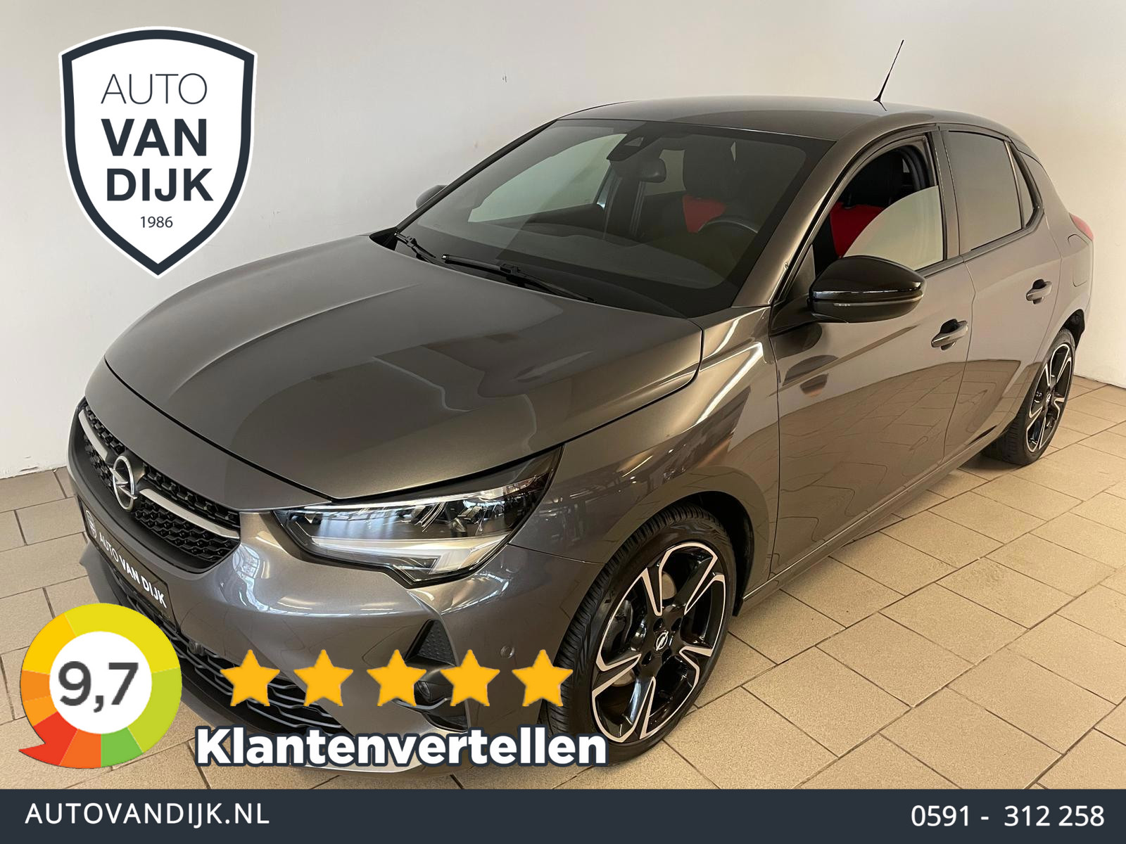 Opel Corsa 1.2 GS Line ARICO CLIMA NAVI VIA APP CRUISE BLUETOOTH ZWARTE HEMEL 17 INCH LM VELGEN PRIVACYGLAS NIEUWSTAAT 2020 - voorkant