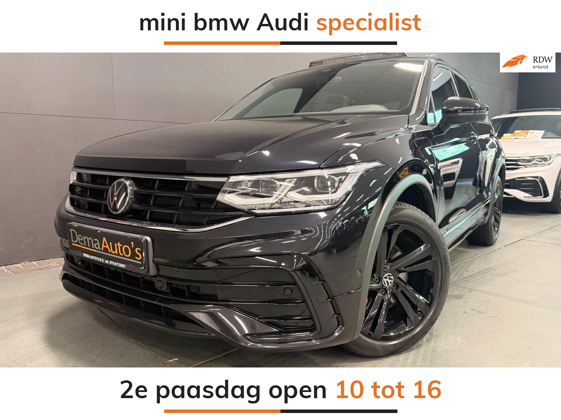 Volkswagen Tiguan 1.4 TSI eHybrid 2X R-LINE BLACK-LINE SOH-TEST/ PANO/LEDER/M-STOELEN/NAVI/V-COCKPIT/DAB/LED/// 2022 - voorkant