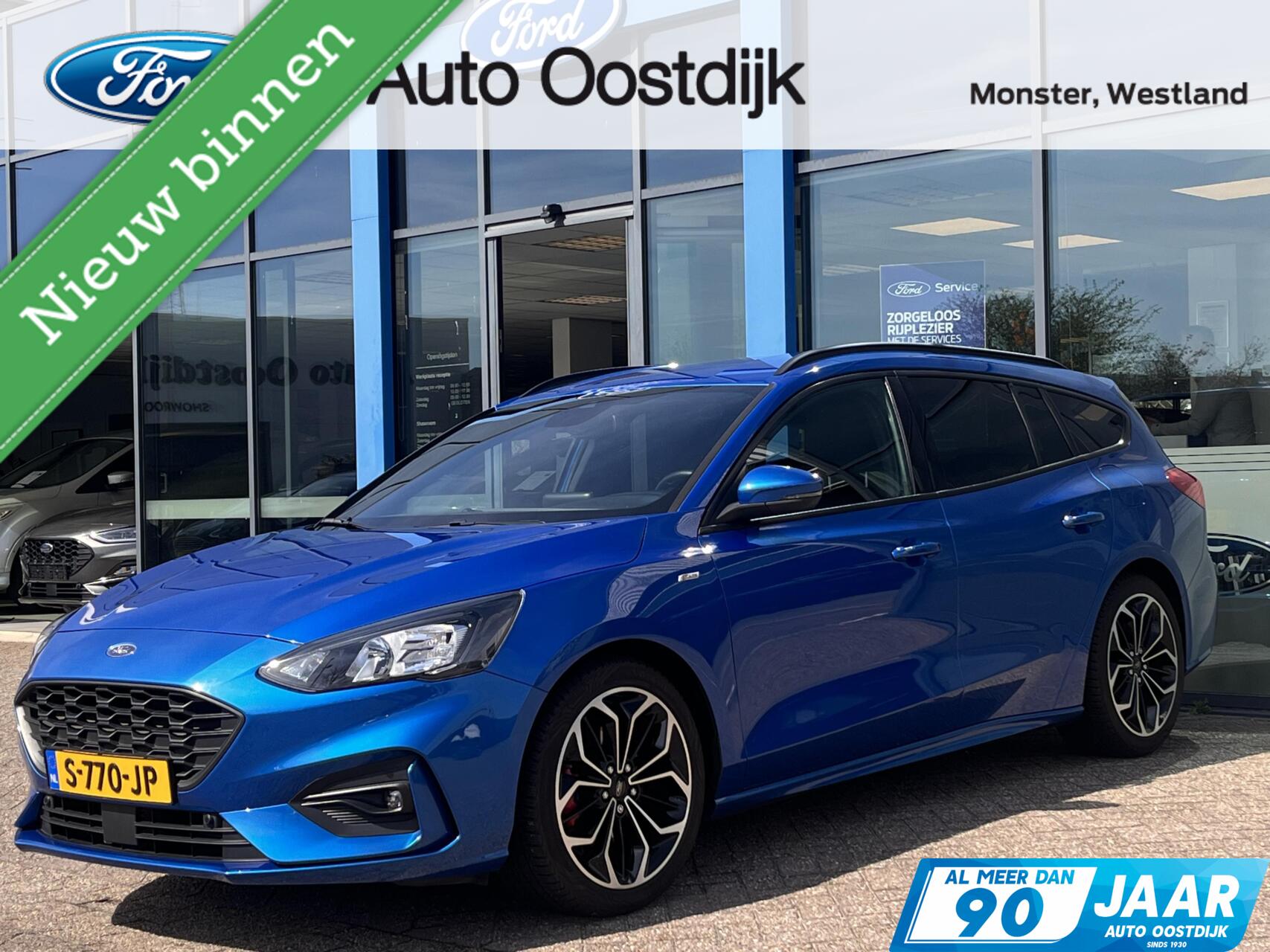 Ford Focus Wagon 1.5 EcoBoost ST Line 150PK Automaat Trekhaak Winterpack Adaptieve Cruise Camera Elek. Achterklep Climate Keyless 18'' Velgen Privacy Glass *1500KG Trekgewicht* 2021 - voorkant
