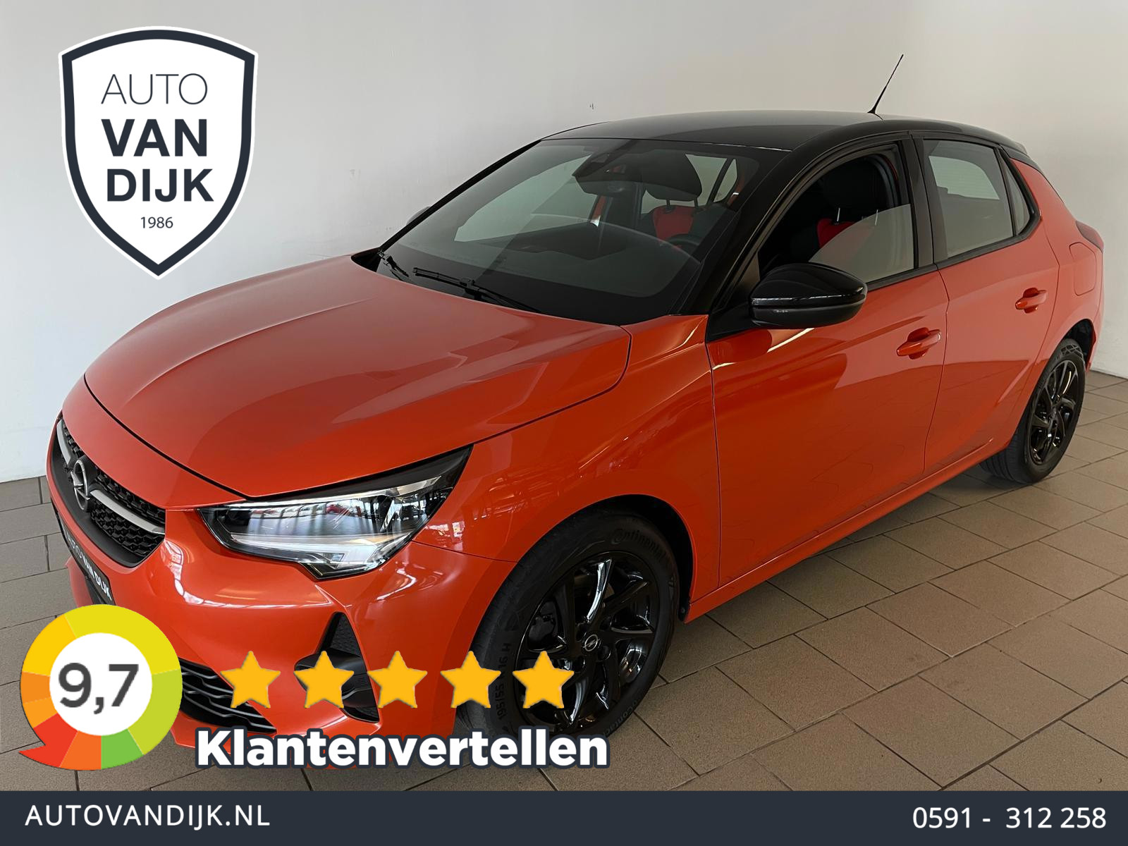 Opel Corsa 1.2 GS Line AIRCO CRUISE ZWART DAK ZWARTE 16 INCH VELGEN SPORTSTOELEN APPLE CARPLAY 2021 - voorkant