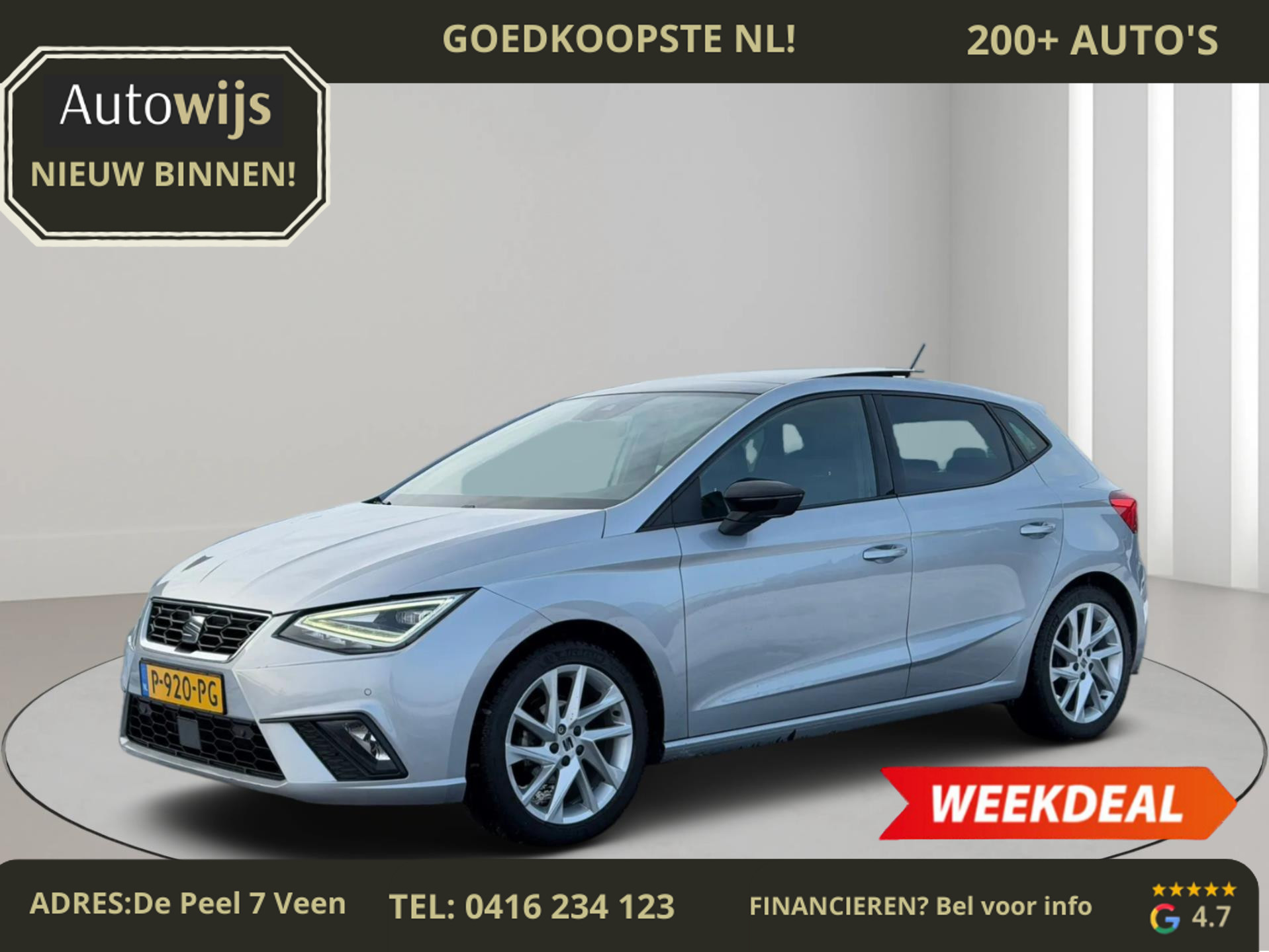 Seat Ibiza 1.0 EcoTSI FR Plus|PANO|ALCANTARA|LED|TREKHAAK|CAMERA 2022 - voorkant
