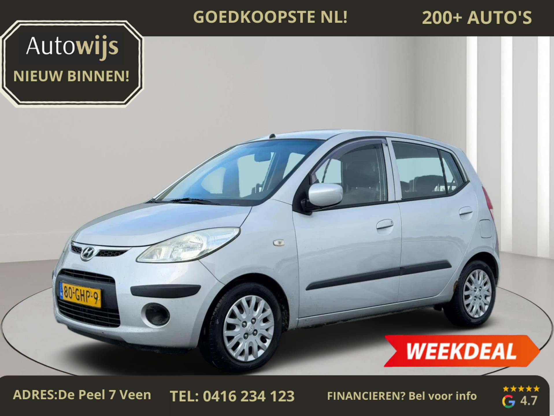 Hyundai I 10 1.1 Dynamic Cool|AIRCO|NL AUTO|GOED ONDERHOUDEN|7-2026 APK 2008 - voorkant
