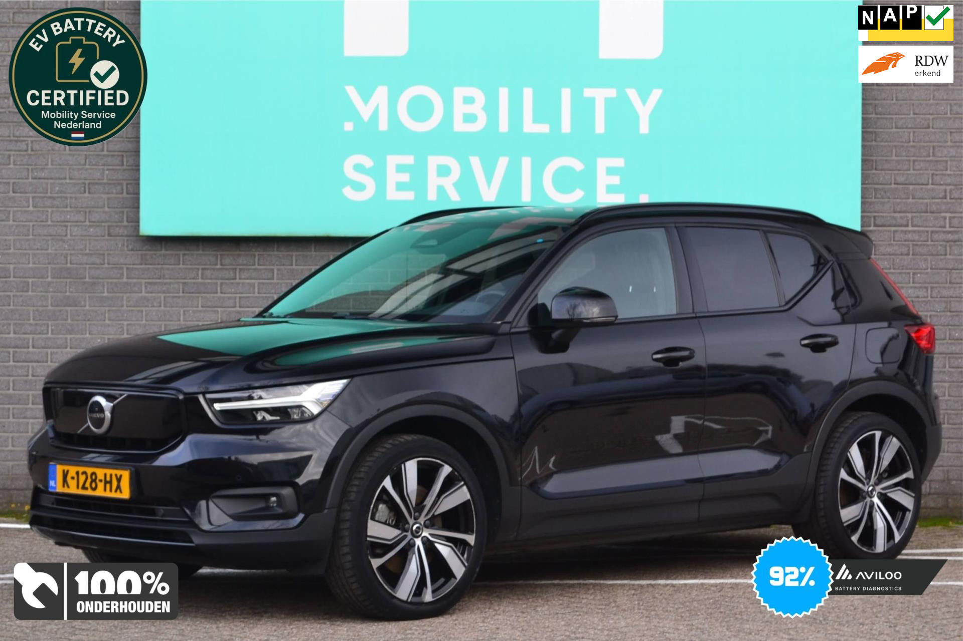Volvo XC40 Recharge P8 AWD R-Design SOH92% LED Trekhaak Cruise CarPlay Leder/Alcan 2020 - voorkant