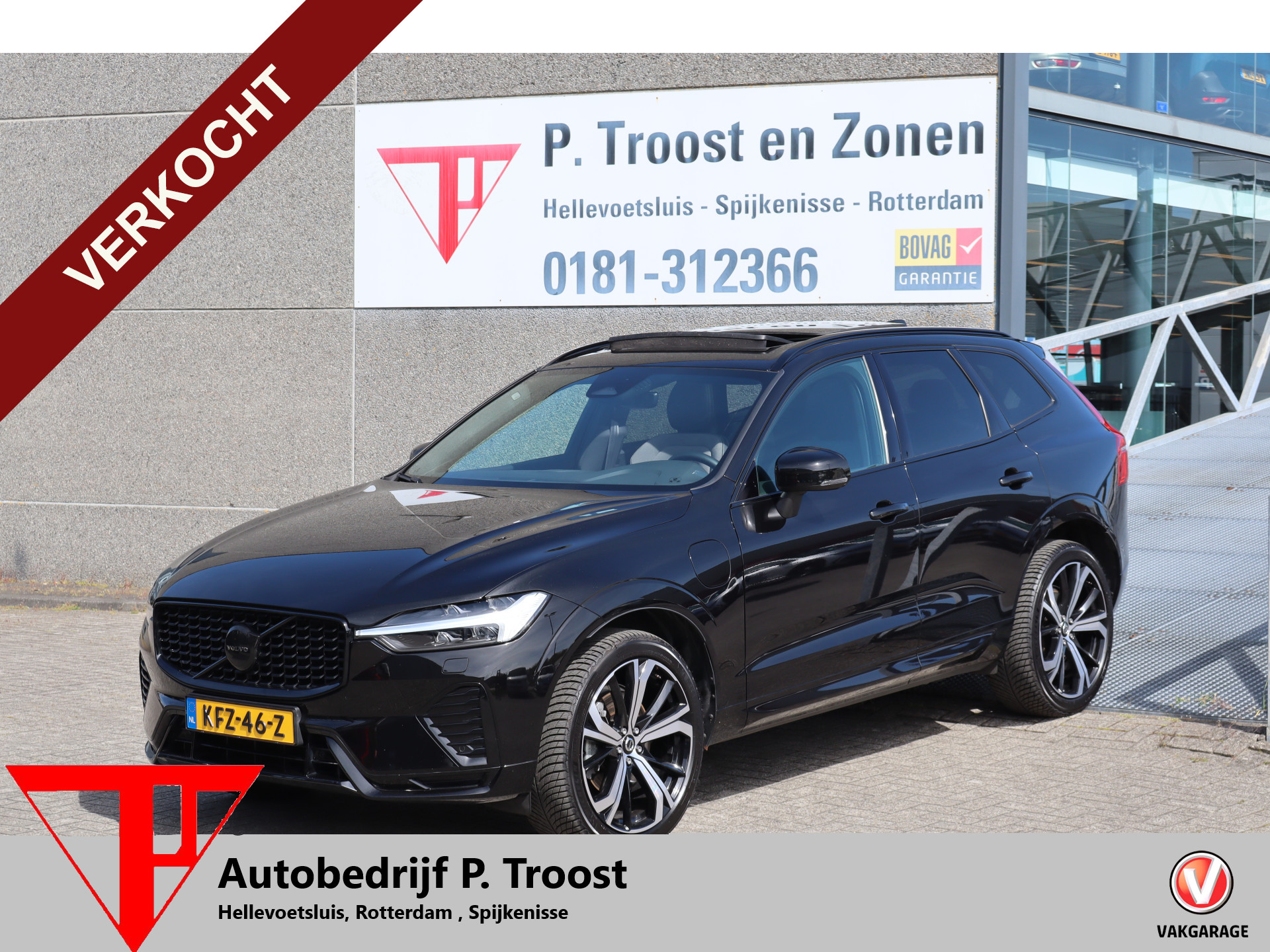 Volvo Xc60 2.0 T6 Plug-in hybrid AWD Black pakket/Panoramadak/Stoelverwarming v+a/Stuurverwarming/Harman kardon/Achteruitrijcamera/Afneembare trekhaak/Elektrische stoelen met geheugen/Adaptieve cruis control/Lane assist 2024 - voorkant