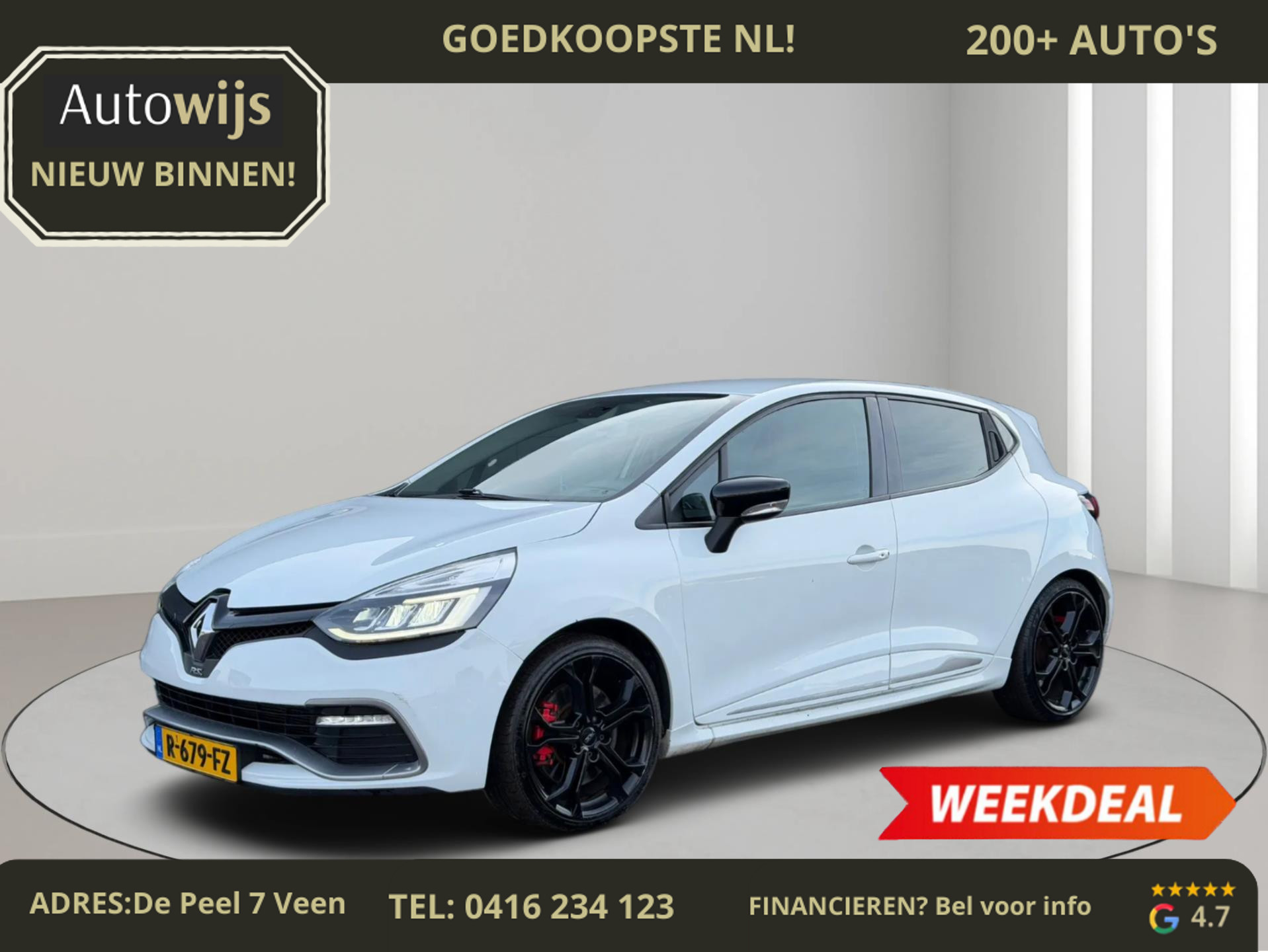 Renault Clio 1.6 R.S.|LEDER|200PK|AUT|BASS REFLEX|NAVI|LED|CRUISE 2013 - voorkant