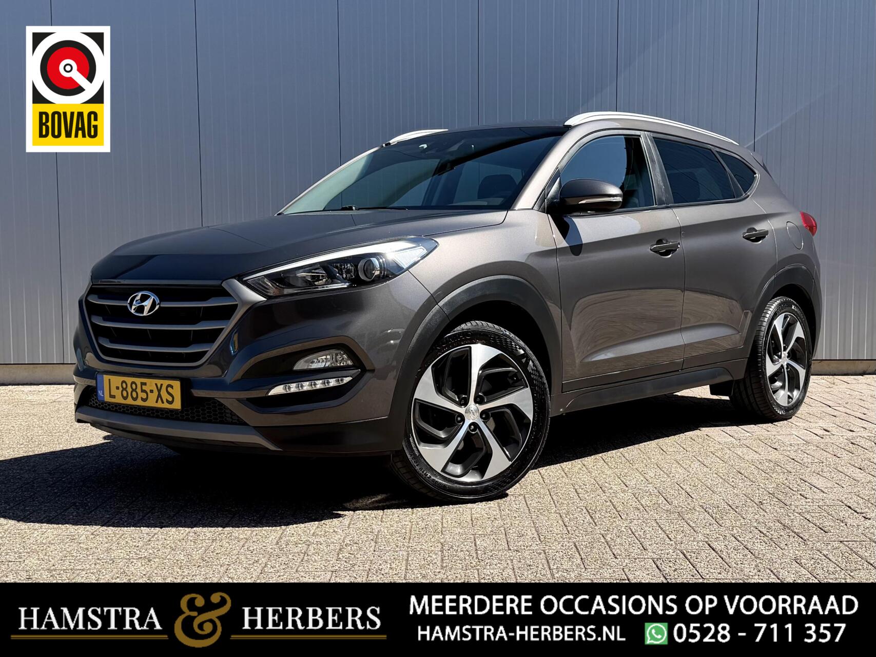 Hyundai Tucson 1.6 T-GDi Comfort grijs, trekhaak 2017 - voorkant
