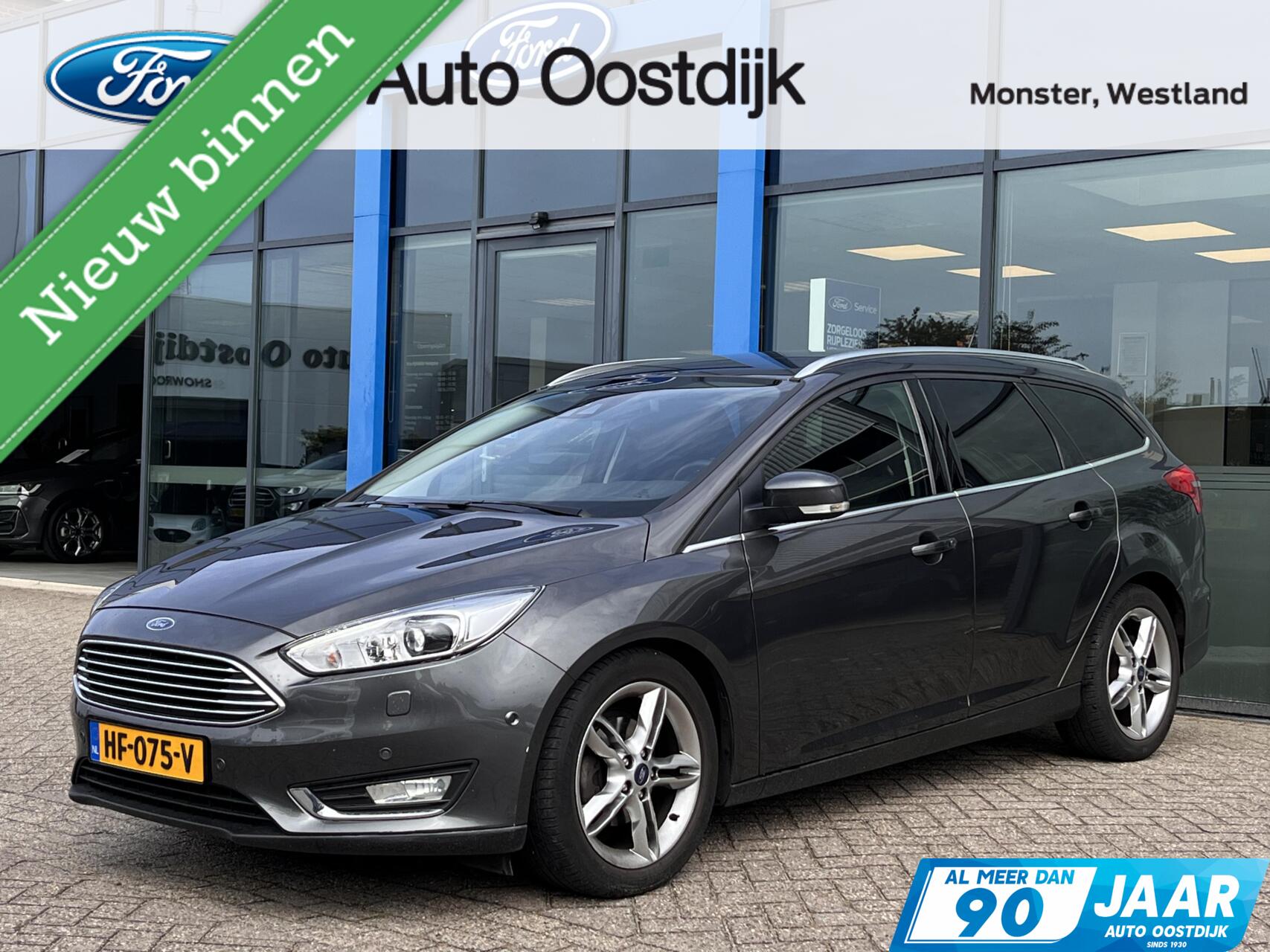 Ford Focus Wagon 1.0 Titanium 125PK Nieuwe Distributieriem!! Trekhaak Camera Bind-Spot Xenon Navi Cruise Half-Leder Voorruitverwarming *1ste Eigenaar* 2015 - voorkant