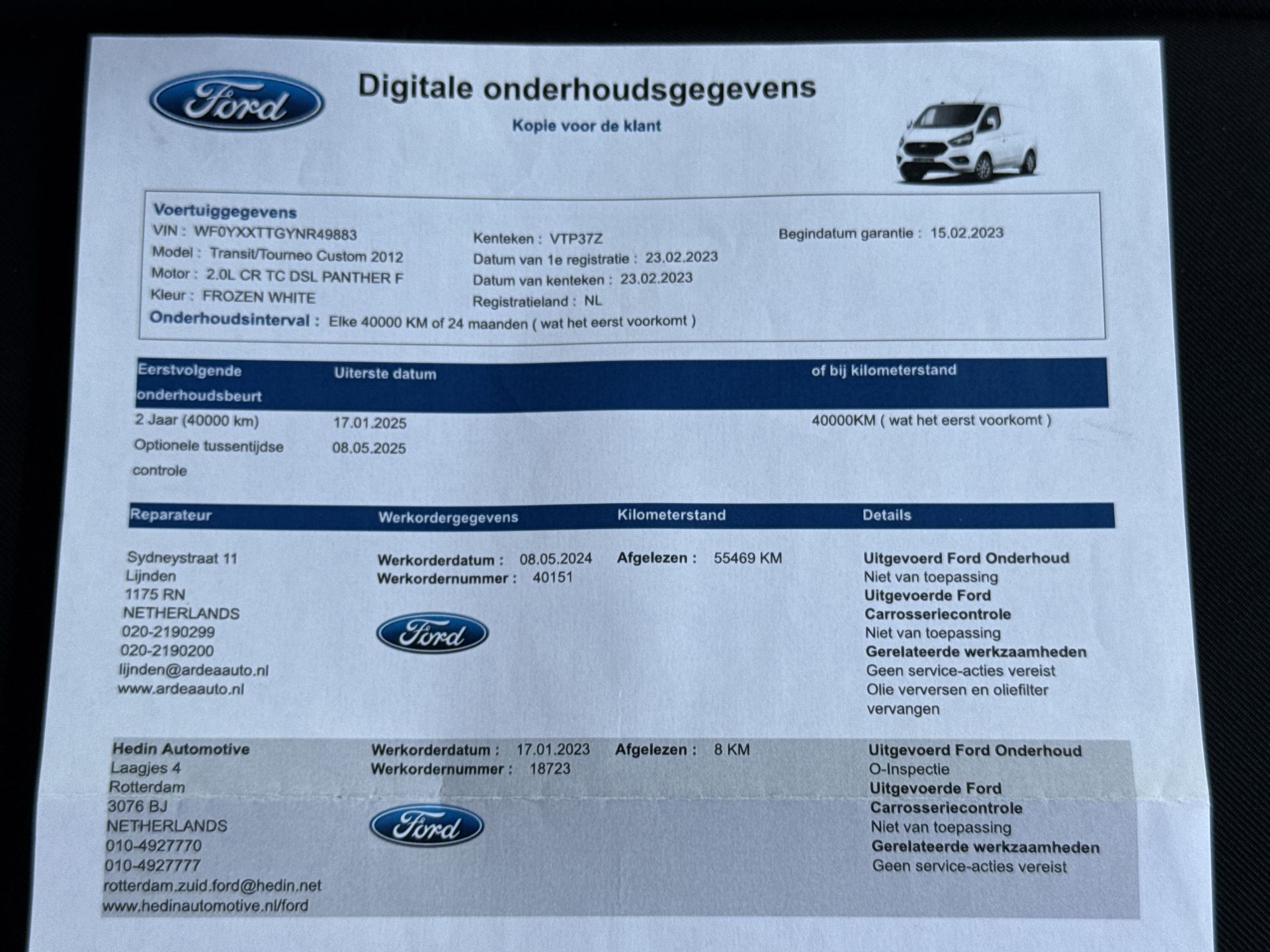 Foto van Ford Transit Custom
