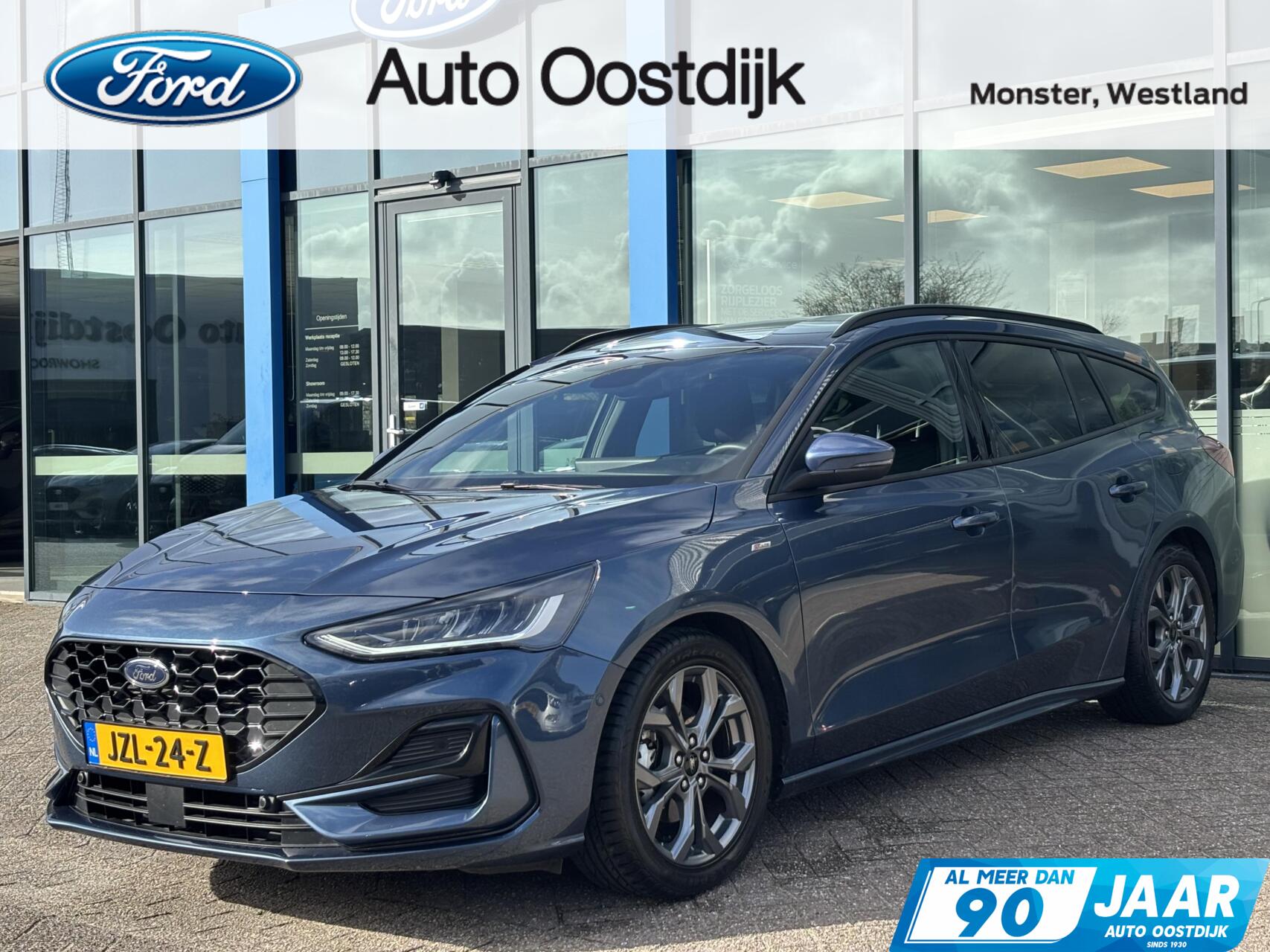 Ford Focus Wagon 1.0 EcoBoost Hybrid ST Line 155PK Automaat Winterpack Adaptieve Cruise Navi Climate Carplay Camera Privacy Glass Blind-Spot Parkeersensoren *1500KG Trekgewicht* 2024 - voorkant