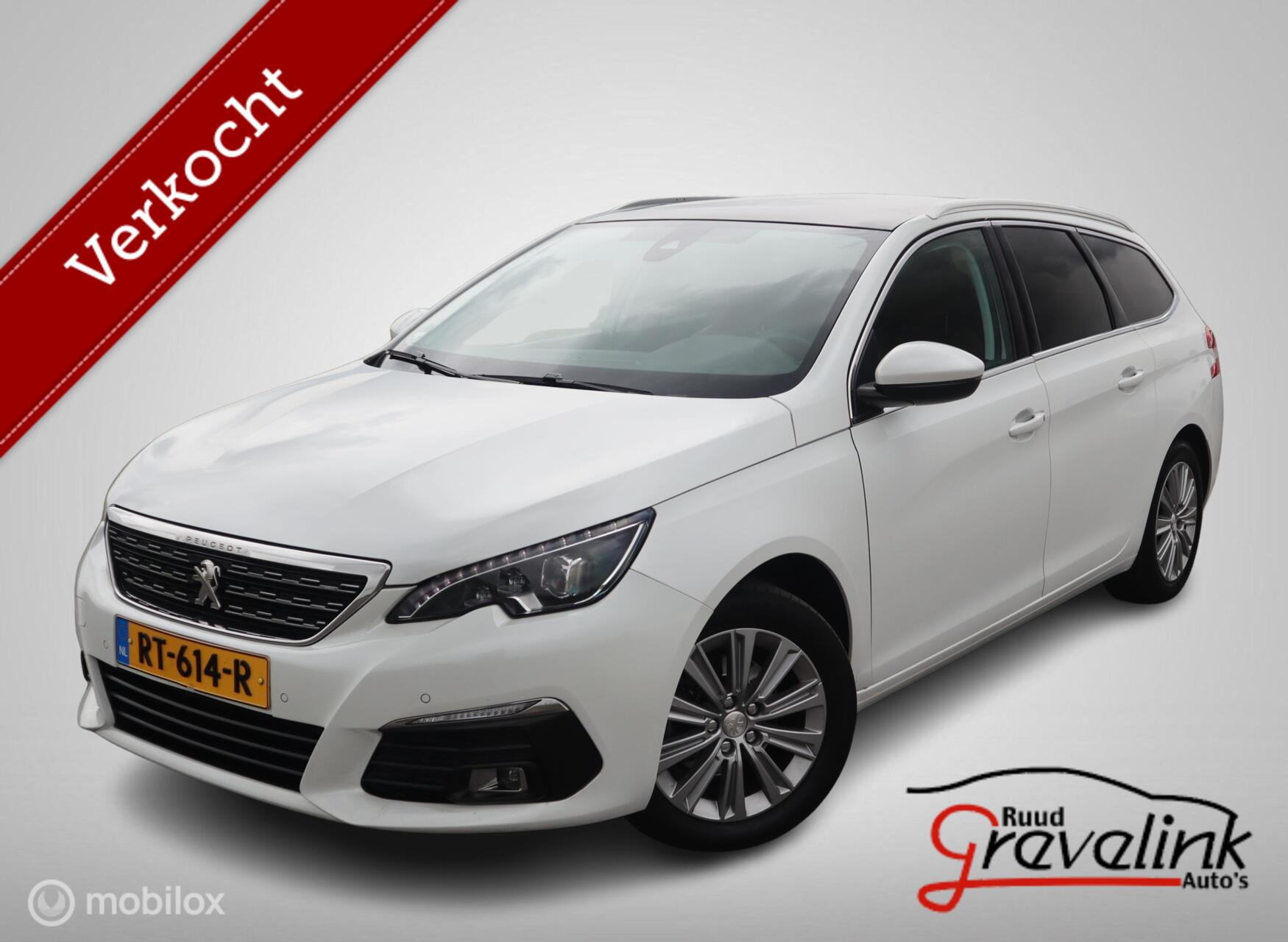 Peugeot 308 1.2 PT 131 PK AUTOMAAT Allure Navi Leer Trekhaak Stoelverw Panodak Chroom DonkerGlas 2018 - voorkant