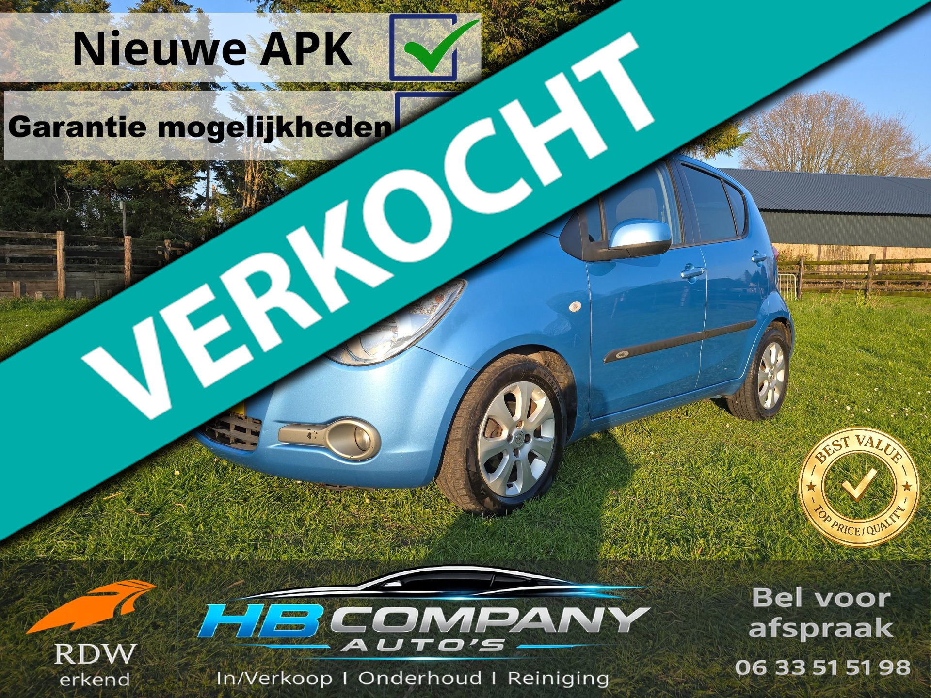 Opel Agila 1.2 Enjoy !Zeer netjes! Nieuwe APK | Airco | NAP 2009 - voorkant