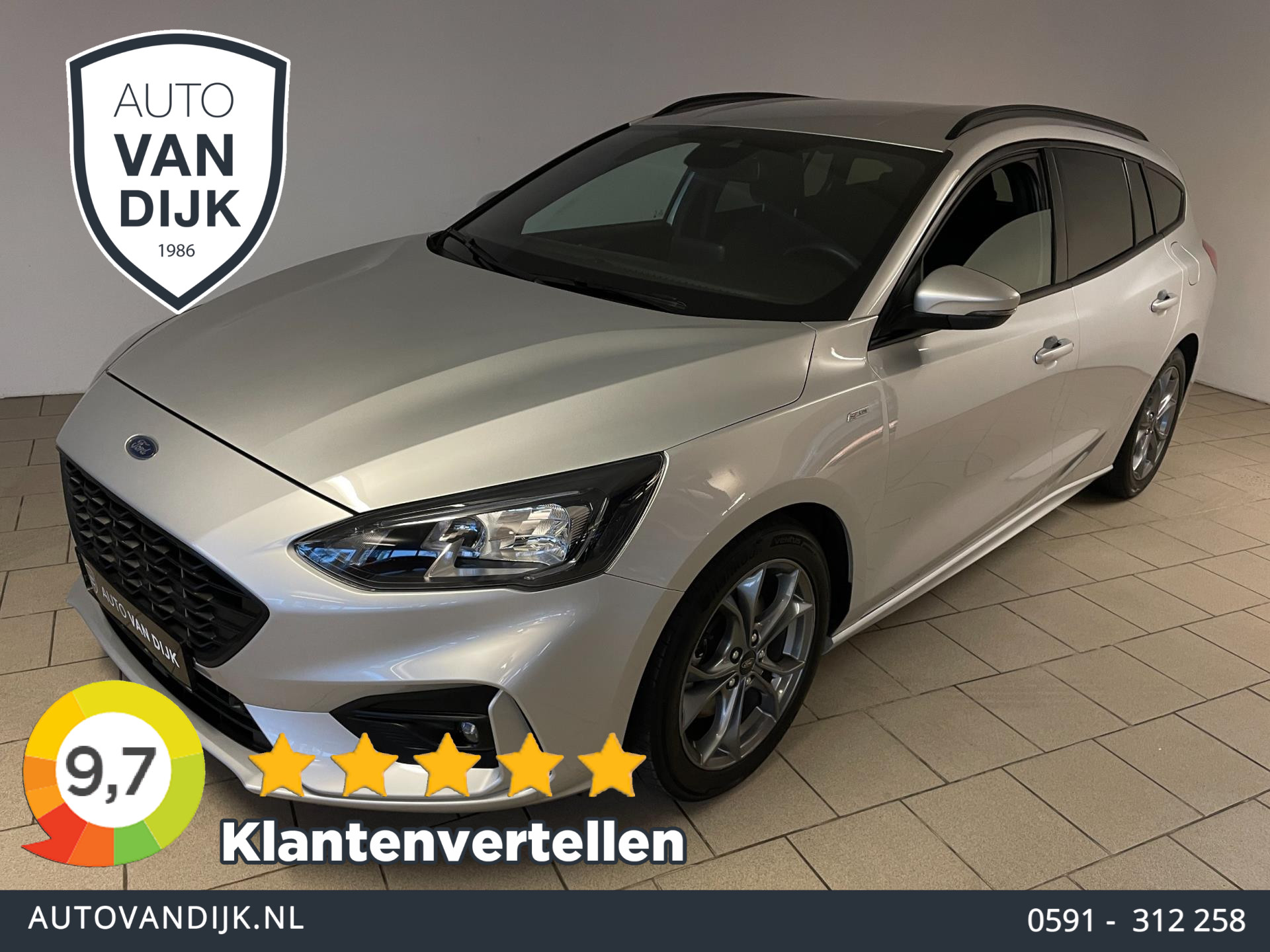 Ford Focus 1.0 EcoBoost Hybrid ST Line Business AIRCO NAVI CRUISE BLUETOOTH ELEK RAMEN VELGEN PRIVACYGLAS ZEER NETTE AUTO 2020 - voorkant