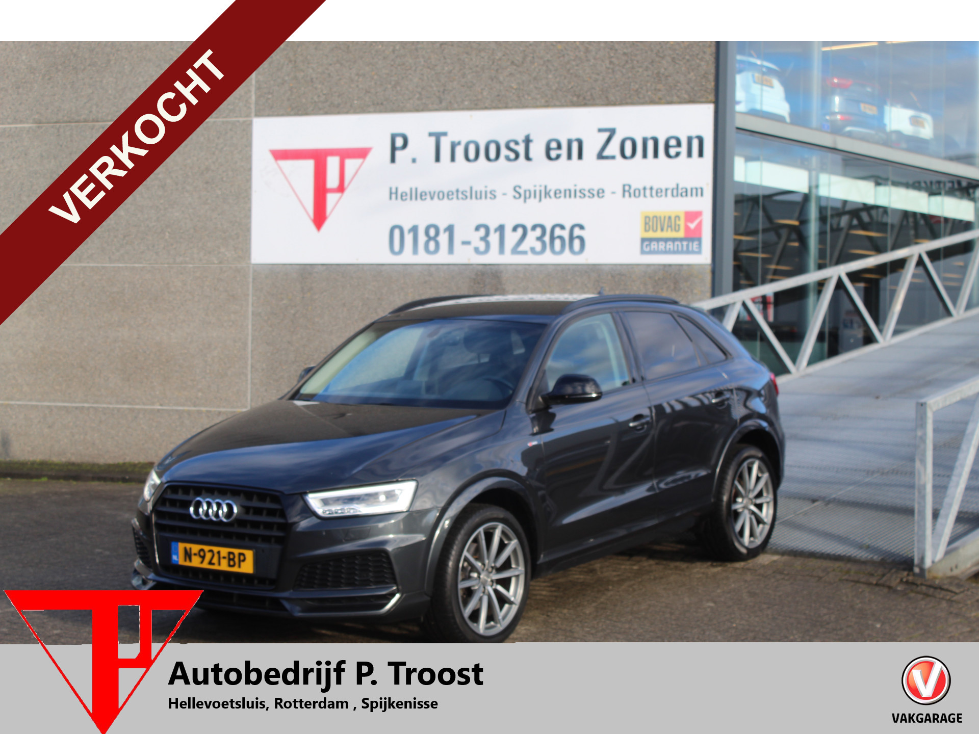 Audi Q3 1.4 TFSI CoD Automaat S-Line Lederen bekleding/Stoelverwarming/Navigatie/Cruise control/Parkeersensoren rondom/Elektrische achterklep/Led koplampen 2018 - voorkant