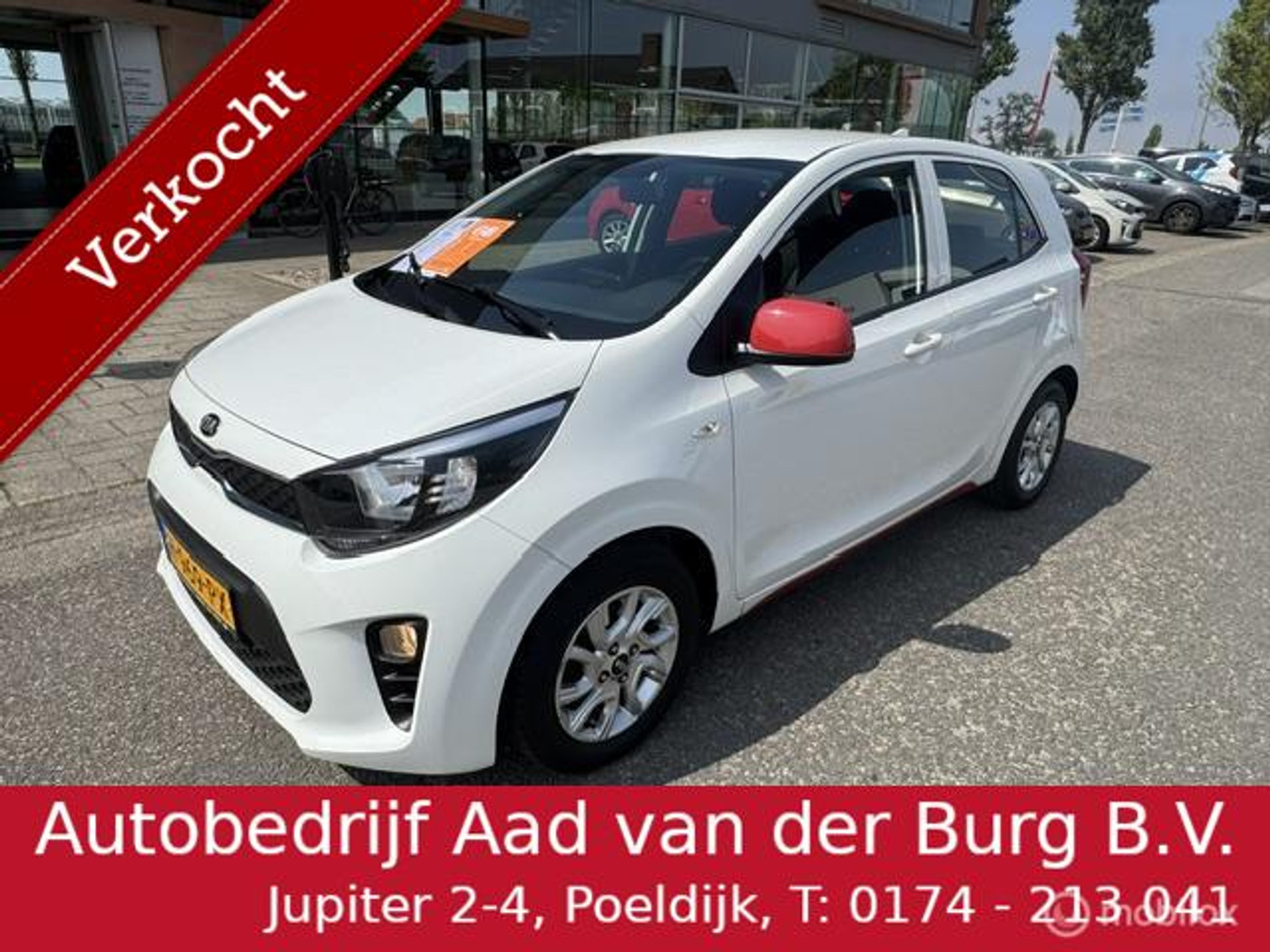 Kia Picanto 1.0 DPi DynamicLine  Airco ,  Navigatie  & Apel carplay - Android auto , Camera achter , Cruise Controle ,   Sport Velgen  , Rode accenten op buiten spiegels en onderdorpel 2020 - voorkant
