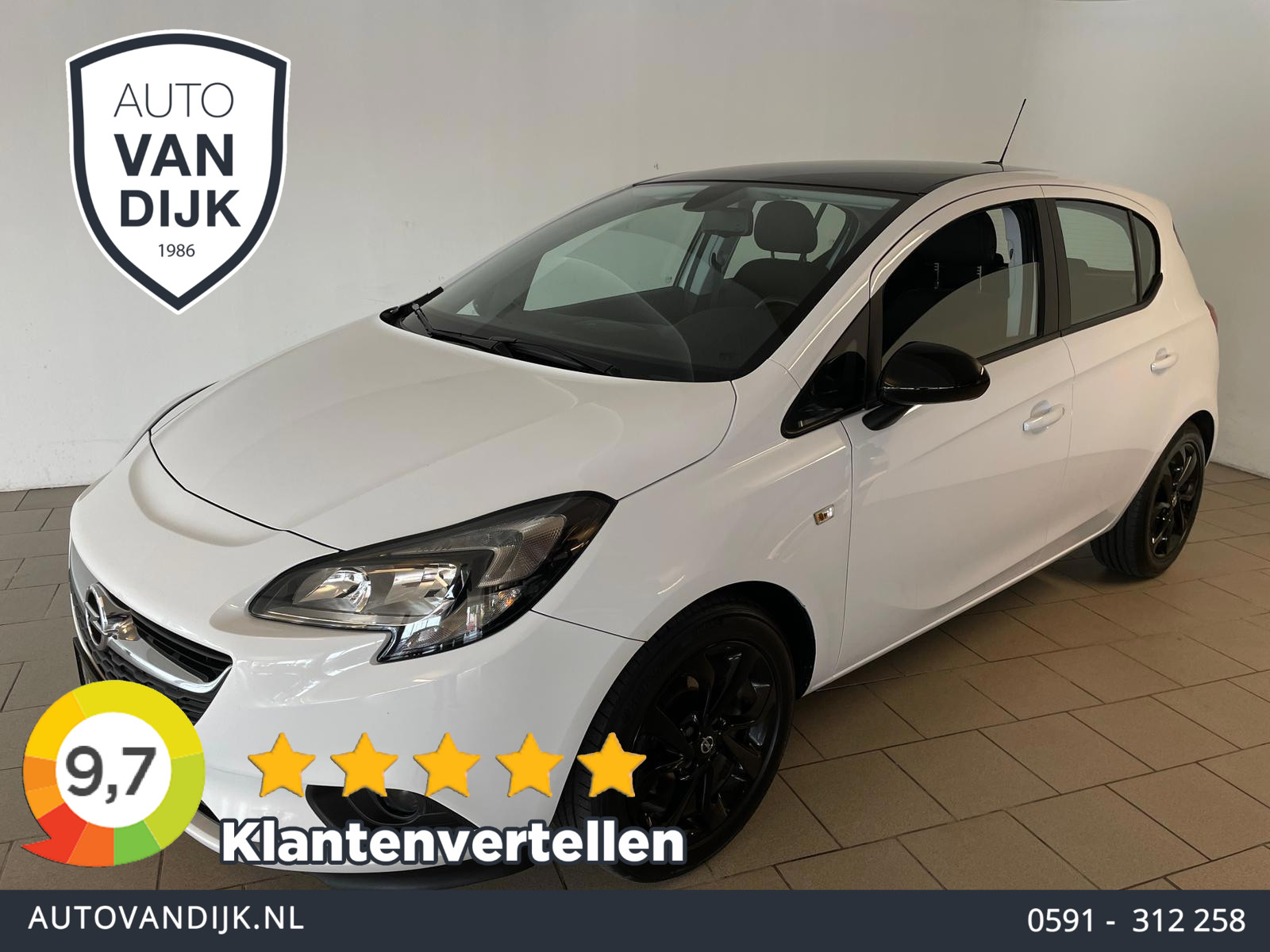 Opel Corsa-e 1.0 Turbo Online Edition AIRCO SCHERM ZWART DAK VELGEN ELEK RAMEN CENT VERG ZEER NETTE AUTO 2018 - voorkant