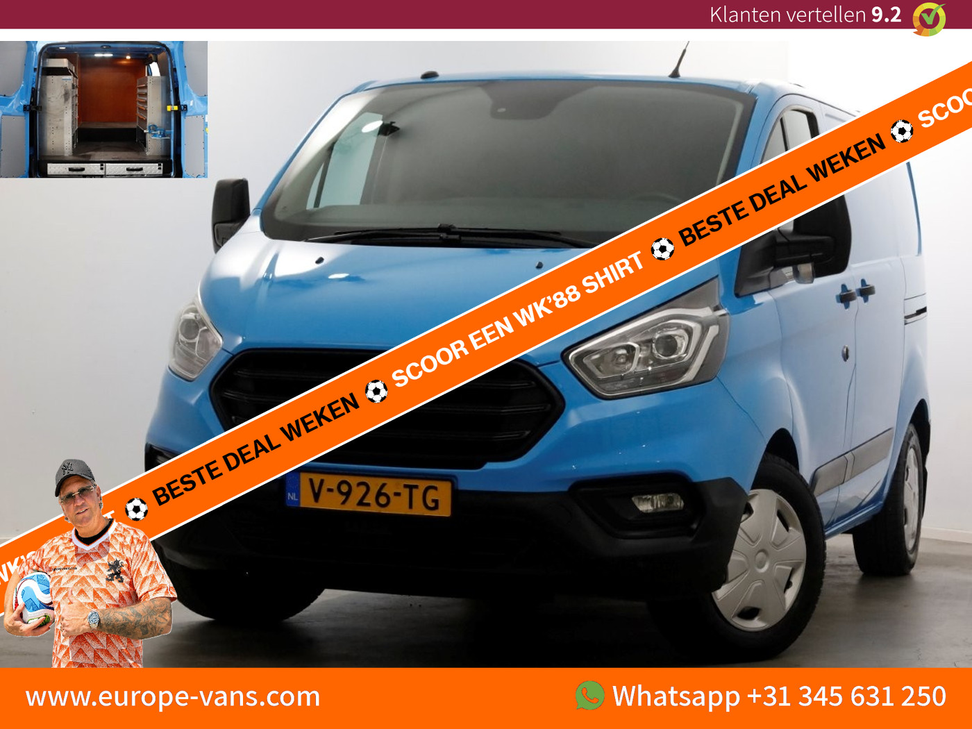 Ford Transit Custom 340 2.0 TDCI 130pk E6 L1H1 Trend Airco/Inrichting/2x Schuifdeur 11-2018 2018 - voorkant
