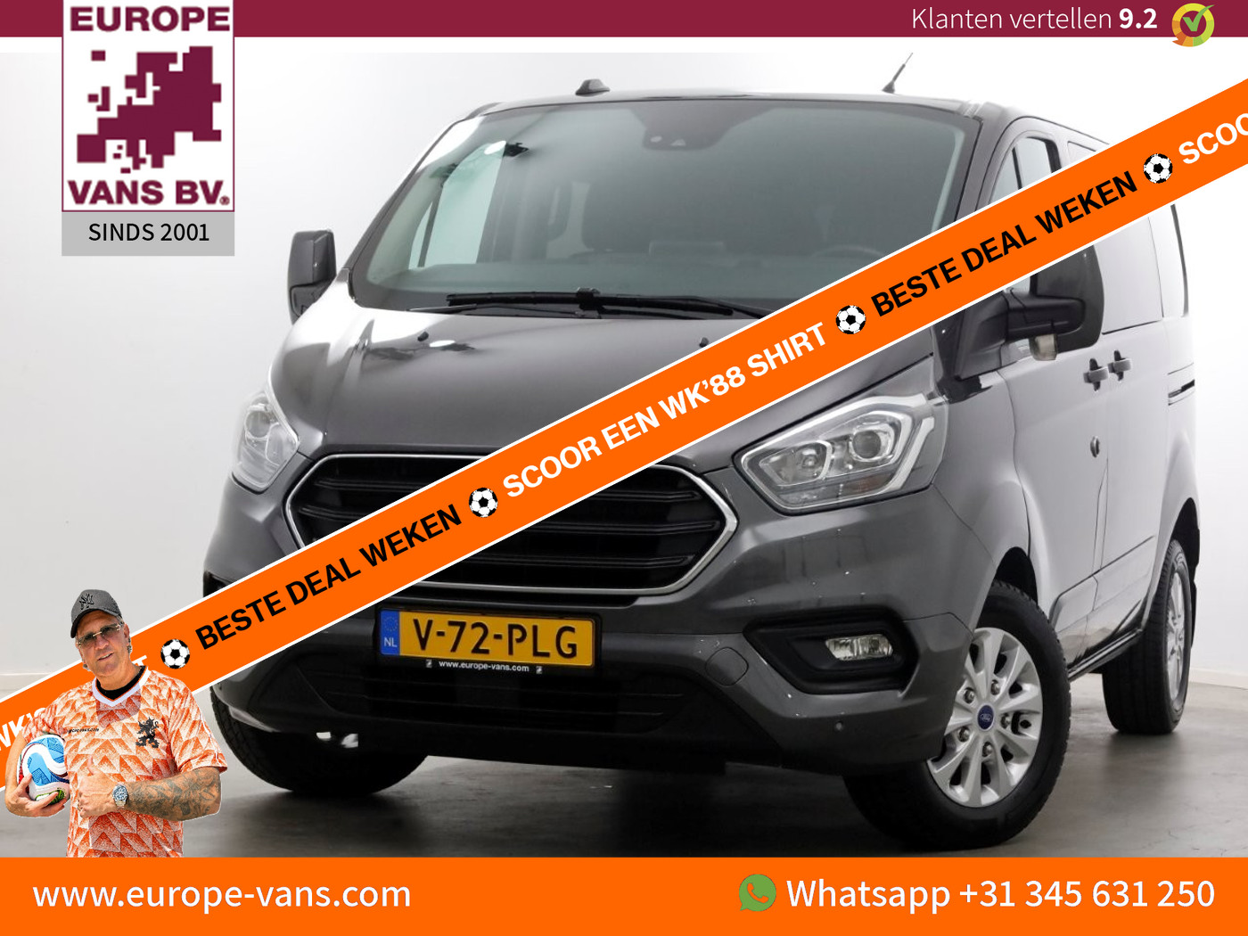 Ford Transit Custom 2.0 TDCI 130pk L1H1 D.C. Limited Navi/Camera/2x Schuifdeur 03-2022 2021 - voorkant