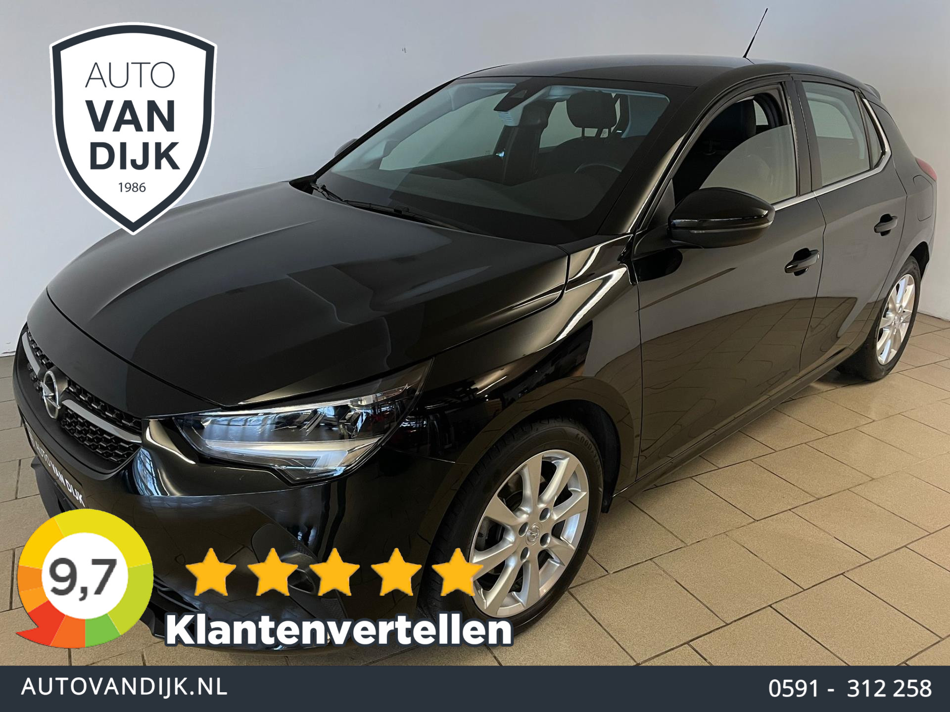 Opel Corsa 1.2 Elegance 100PK AUTOMAAT AIRCO CRUISE NAVI VIA APP APPLE CARPLAY VELGEN ZEER NETTE AUTO 2020 - voorkant