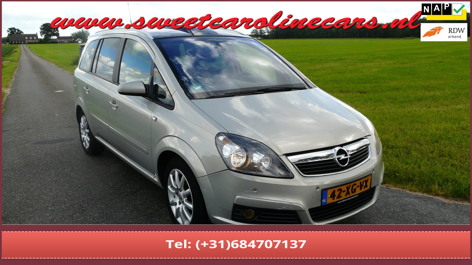 Opel Zafira 2.2 Cosmo,Automaat,Panoramadak,,Airco,Elec.pakket,Lmv's,Trekhaak, VOL!! 2007 - voorkant