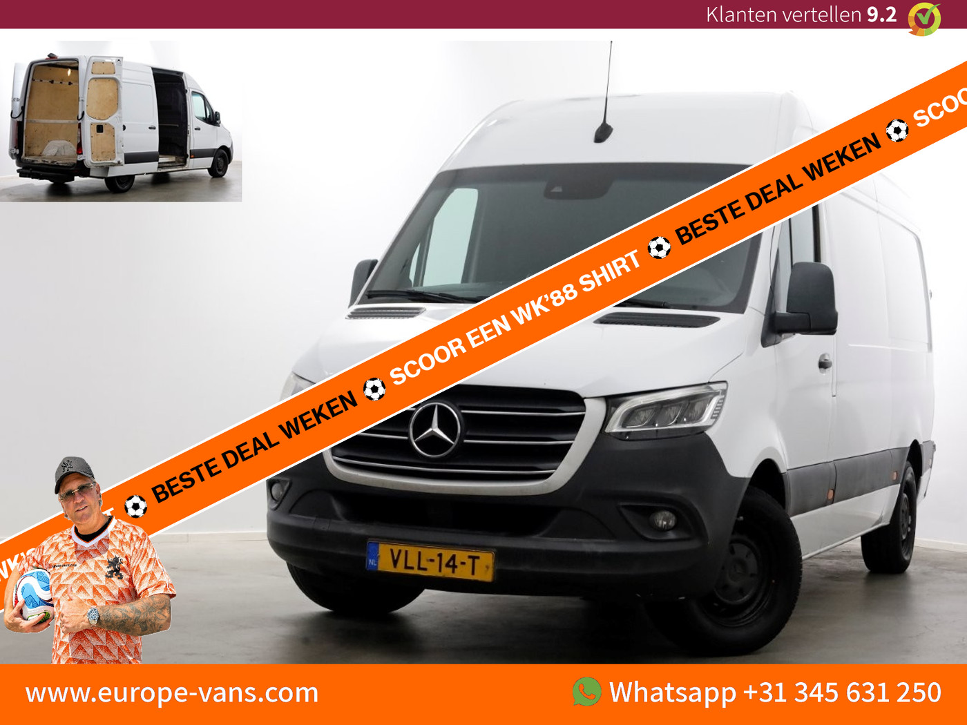 Mercedes-Benz Sprinter 314 CDI 143pk E6 RWD 7G Automaat L2H2 LED/Airco/Navi 09-2018 2018 - voorkant